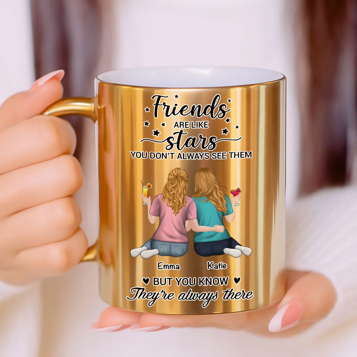 Sisters Are Like Stars - Personalized Custom Metallic Mug - Image 2