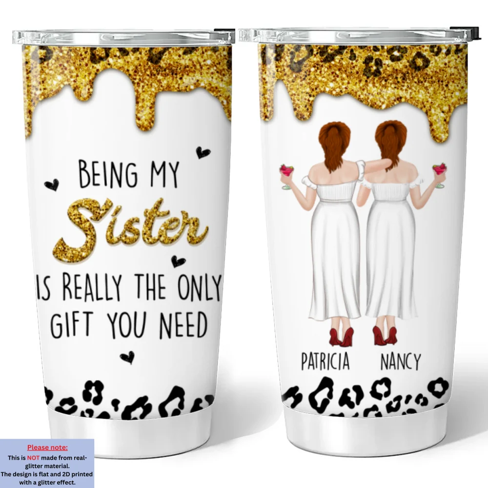 Sisters Are the Real Gift - Personalized Custom Tumbler - Image 7