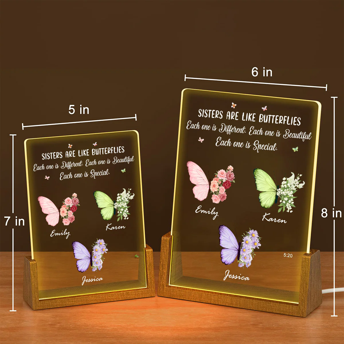 Sisters Bloom In Different Ways - Personalized Custom Plaque With Walnut Base - Image 4