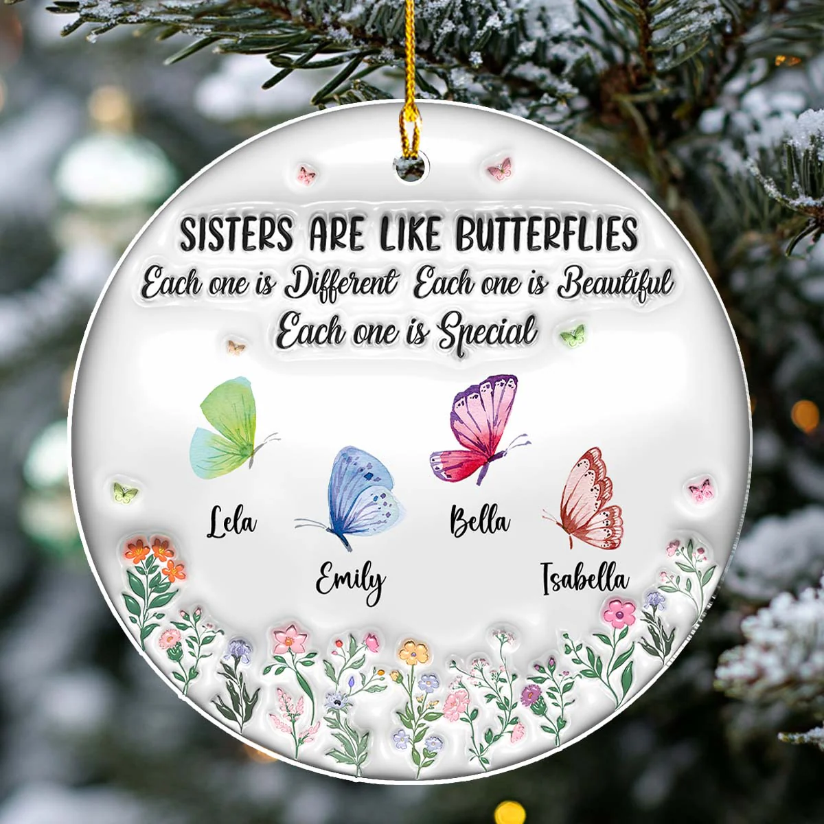 Sisters Bloom Like Butterflies - Personalized Custom 3D Inflated Effect Acrylic Ornament - Image 10
