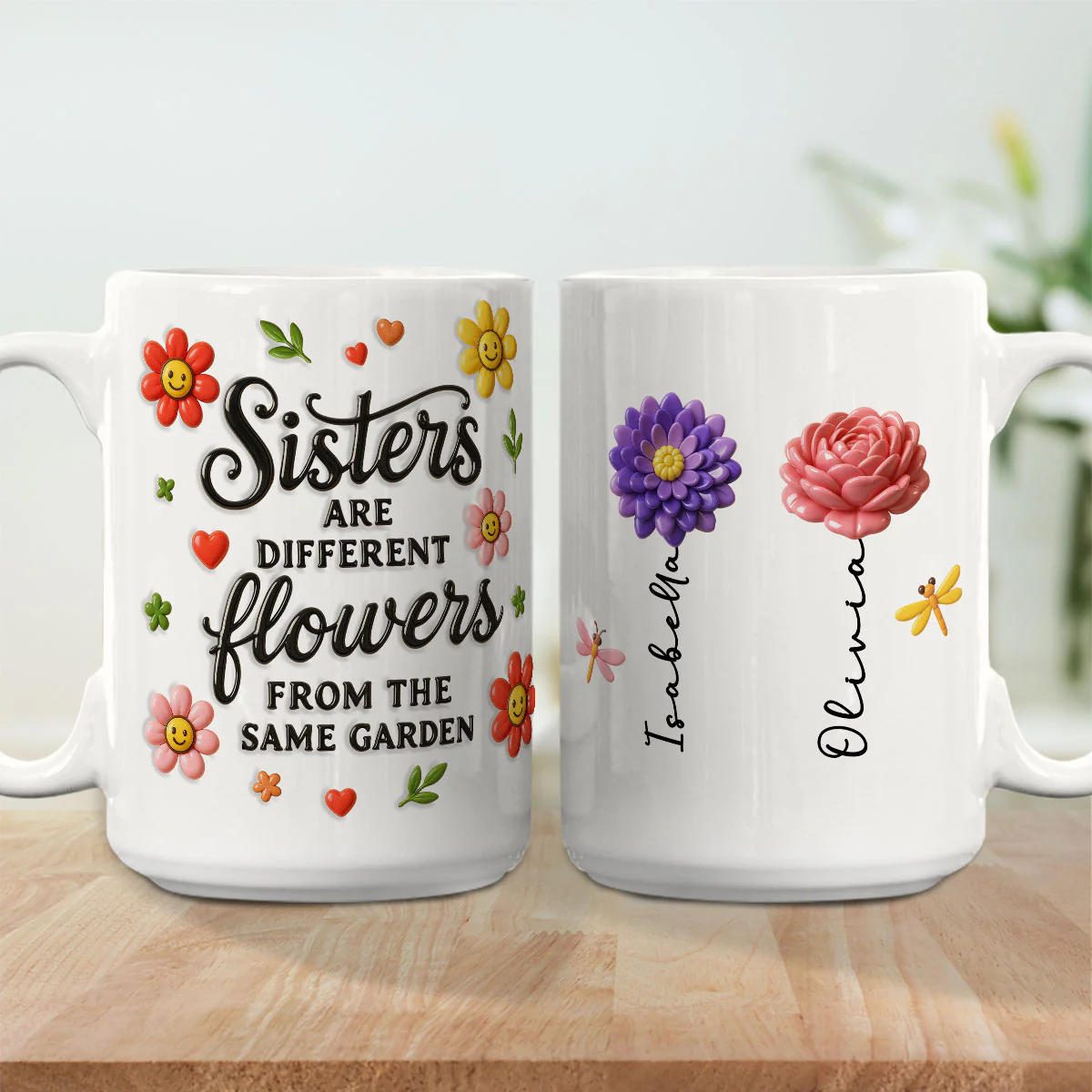 Sisters Bloom With Unique Grace - Personalized Custom 3D Inflated Effect Mug - Image 2