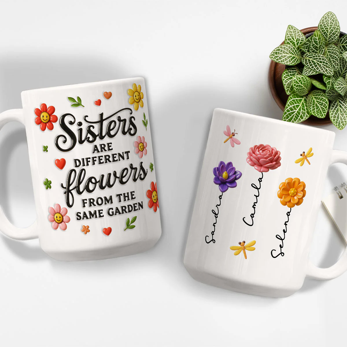Sisters Bloom With Unique Grace - Personalized Custom 3D Inflated Effect Mug - Image 3