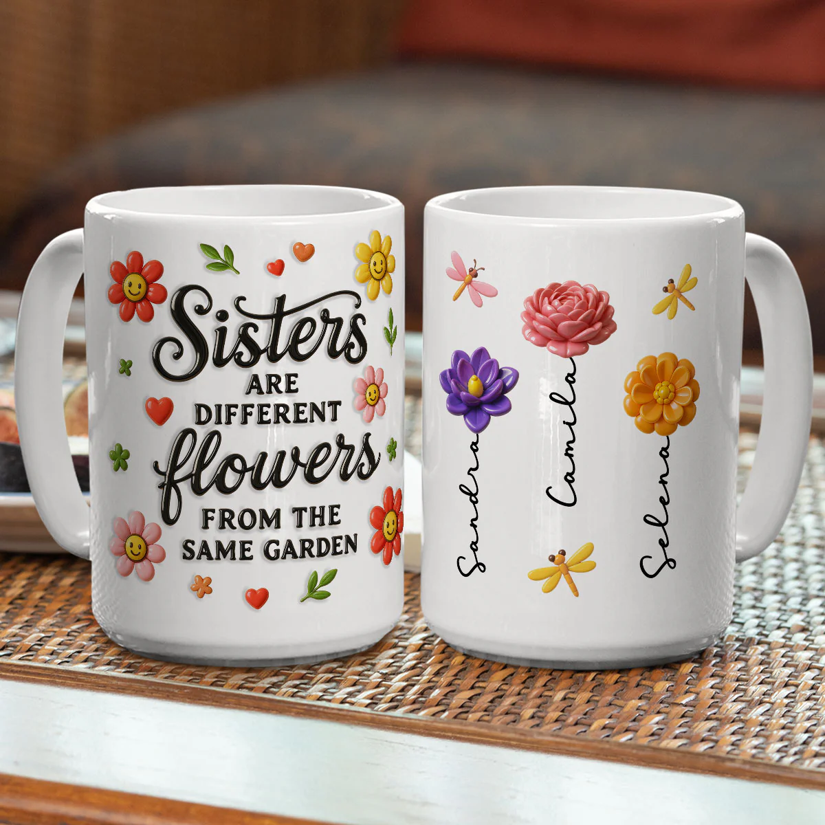 Sisters Bloom With Unique Grace - Personalized Custom 3D Inflated Effect Mug - Image 4