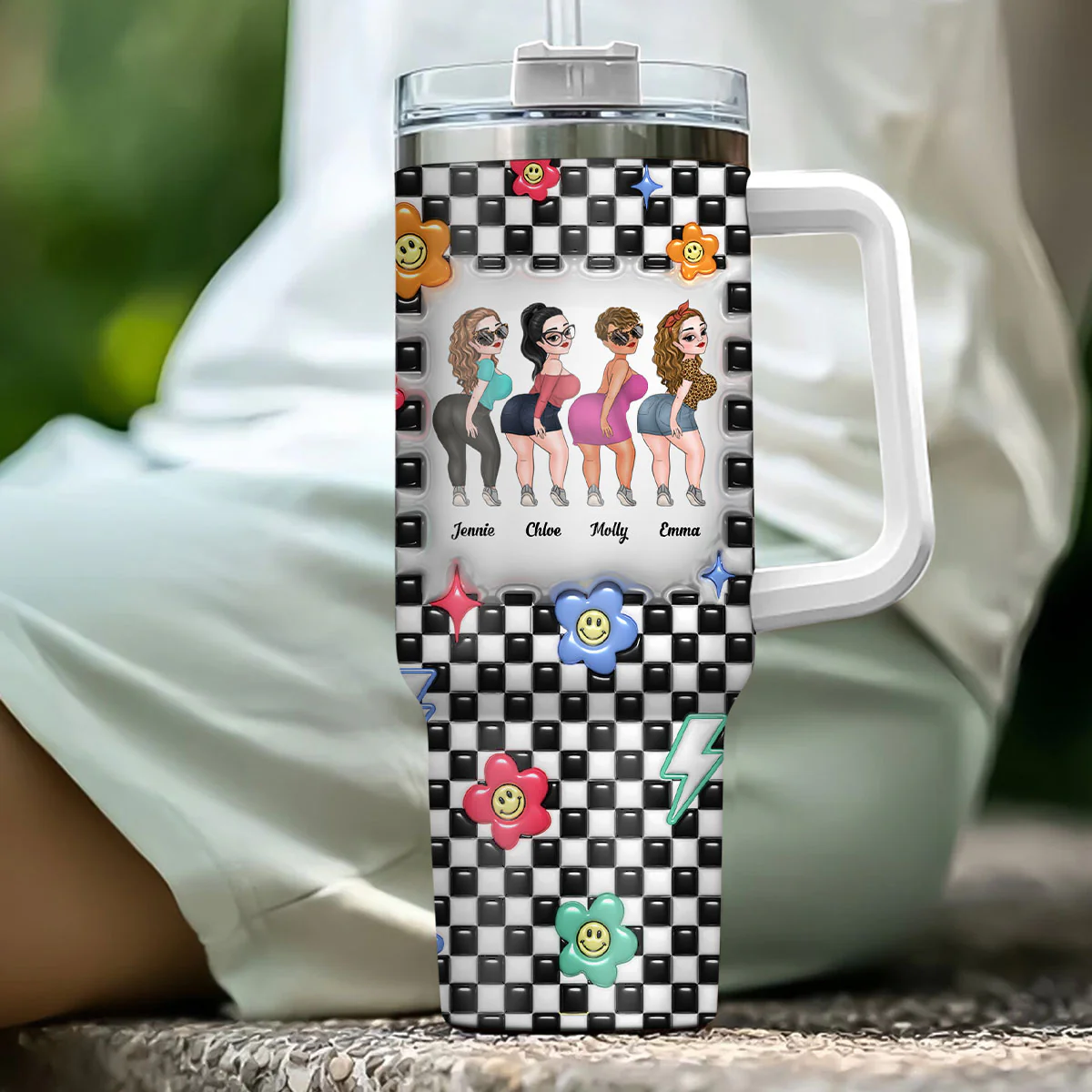 Sisters By Hearts - Personalized Custom 3D Inflated Effect Printed 40 Oz Tumbler - Image 3
