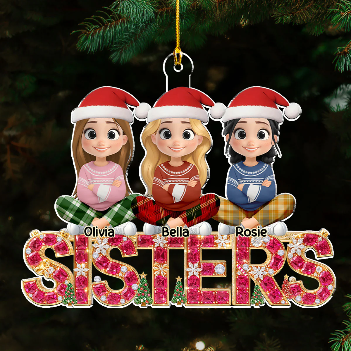 Sisters Forever 2025 - Personalized Custom Acrylic Ornament - Image 2