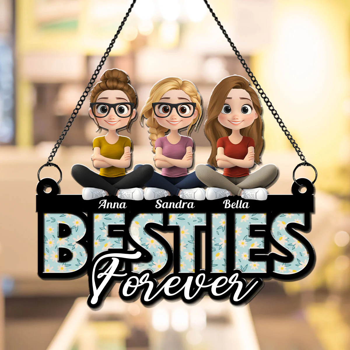 Sisters Forever Love - Personalized Custom Suncatcher - Image 5