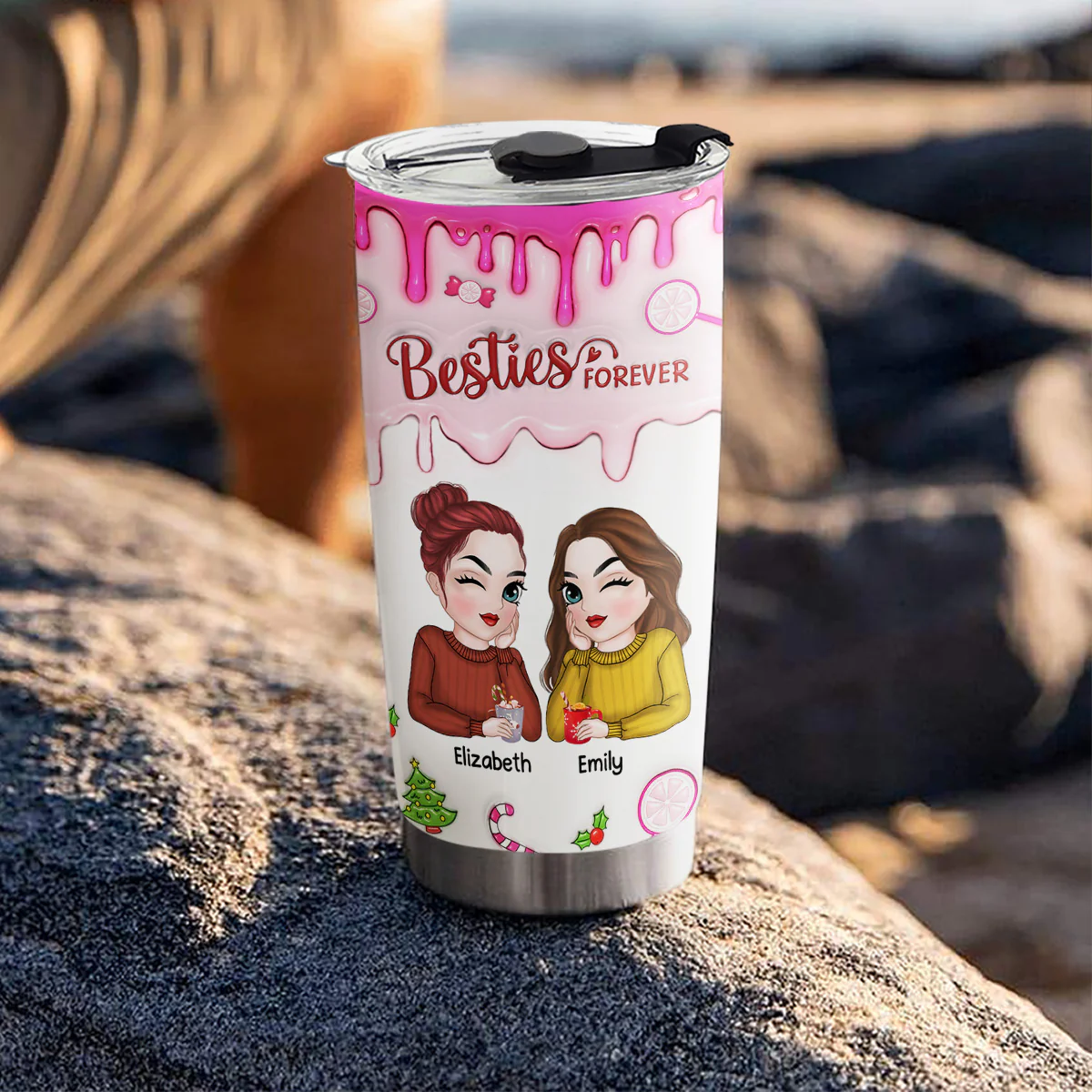Sisters Forever - Personalized Custom 3D Inflated Effect Tumbler - Image 5