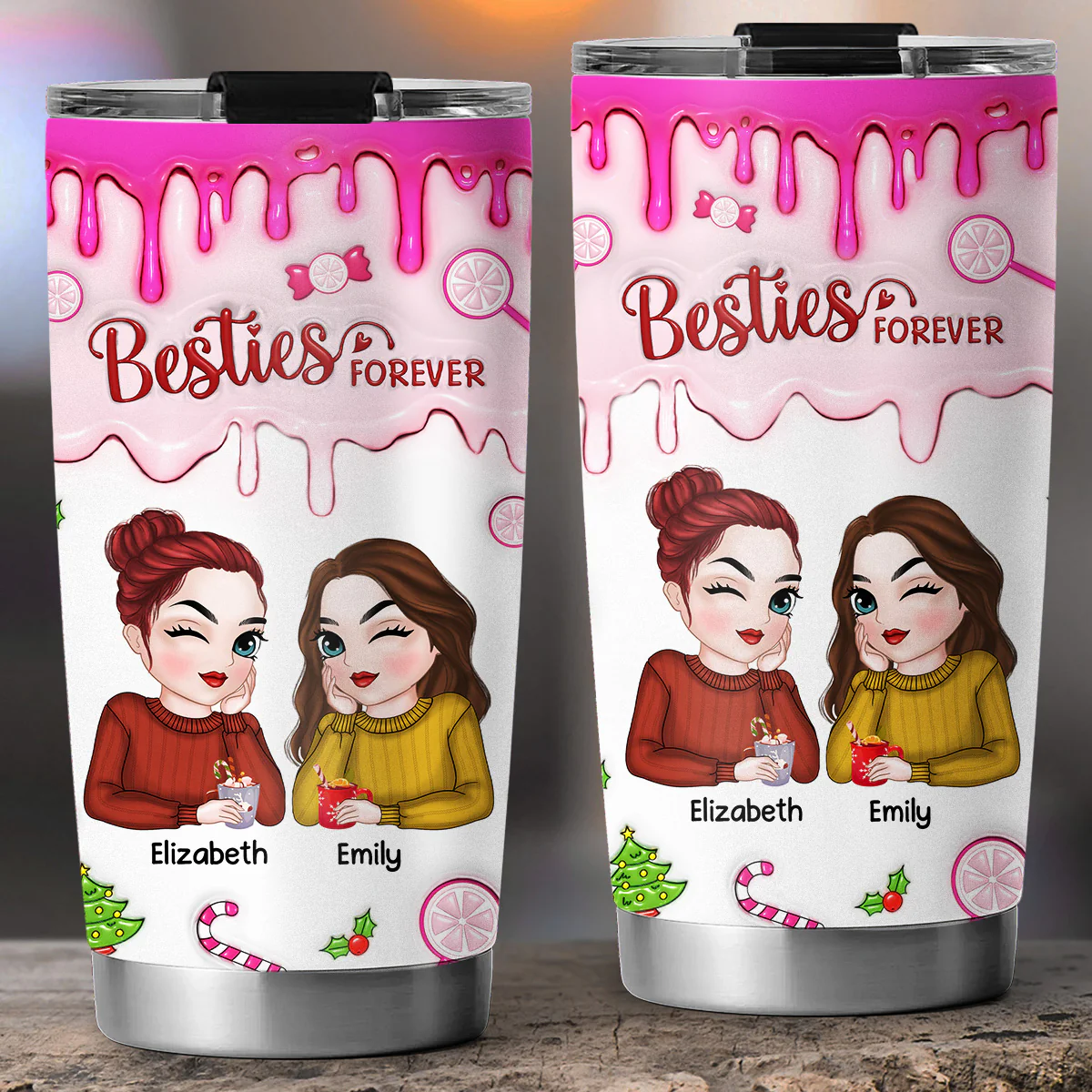 Sisters Forever - Personalized Custom 3D Inflated Effect Tumbler - Image 6