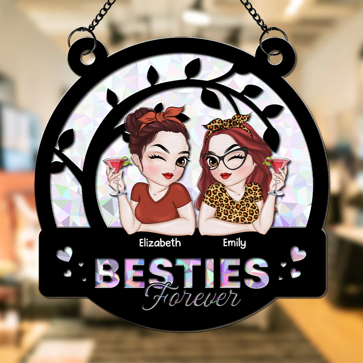 Sisters Forever - Personalized Custom Suncatcher - Image 2