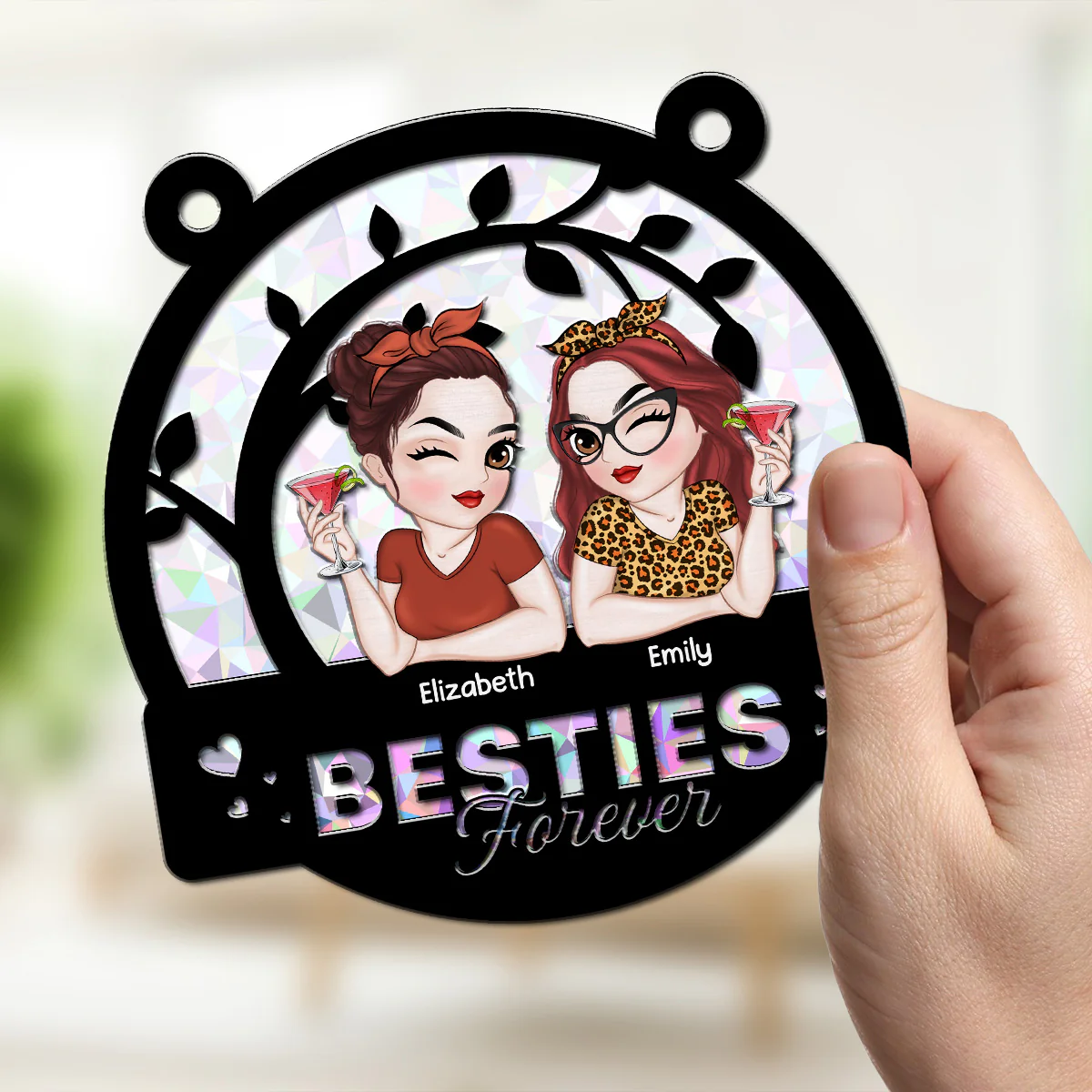 Sisters Forever - Personalized Custom Suncatcher - Image 3