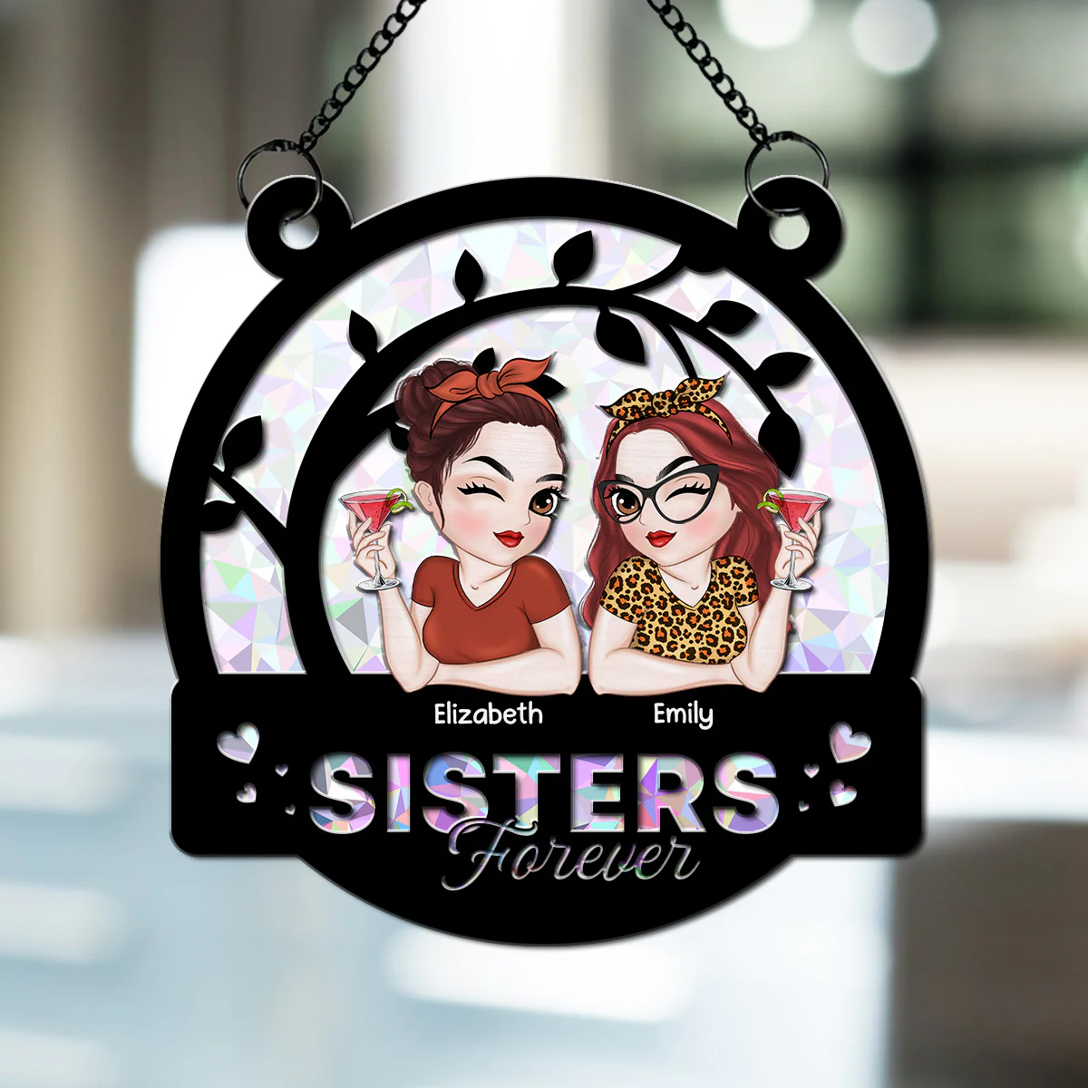 Sisters Forever - Personalized Custom Suncatcher - Image 4