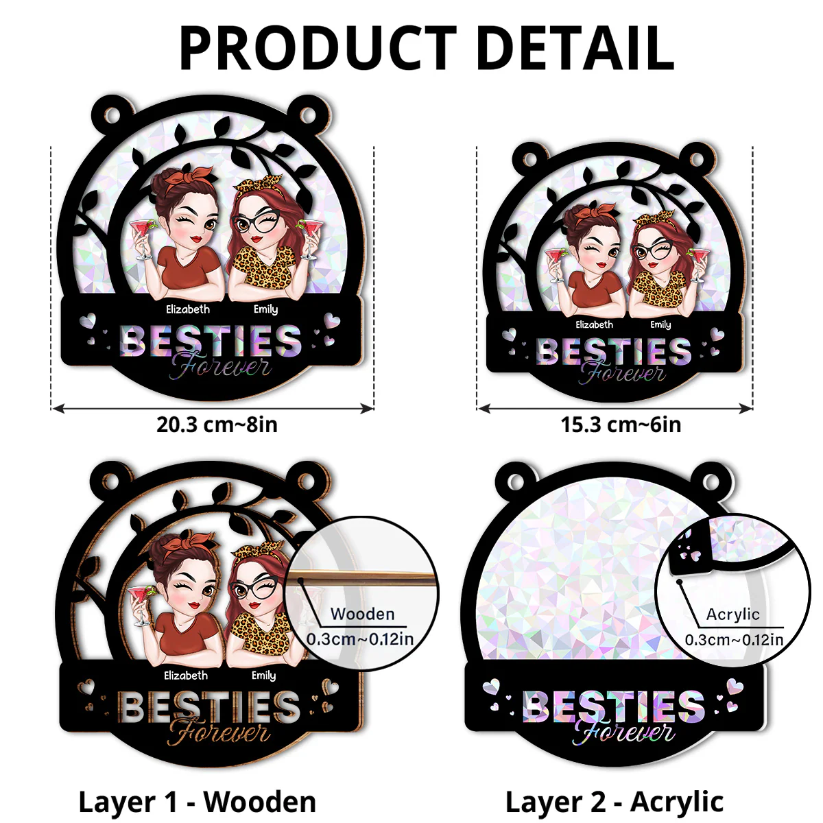 Sisters Forever - Personalized Custom Suncatcher - Image 5