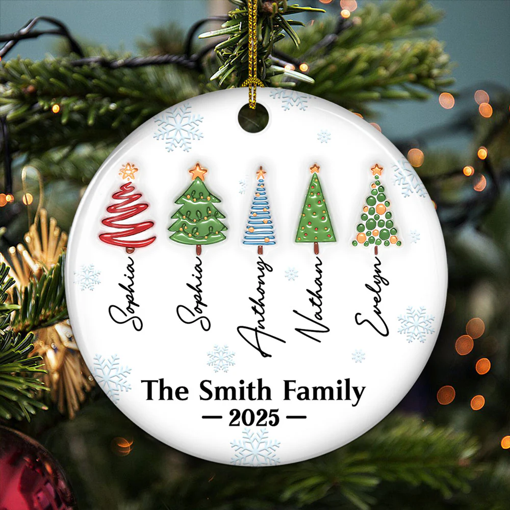 Sisters Forever Tree Names - Personalized Custom 3D Inflated Effect Ceramic Ornament - Image 3