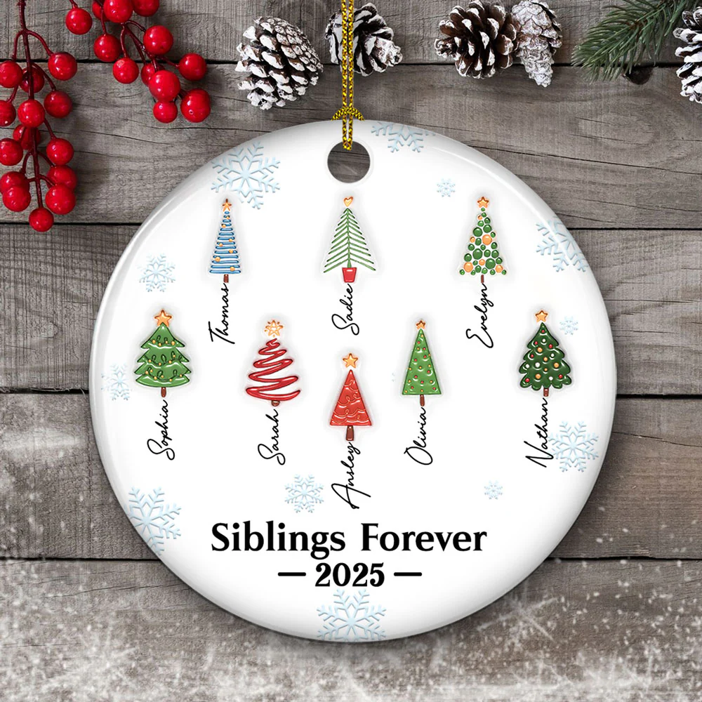 Sisters Forever Tree Names - Personalized Custom 3D Inflated Effect Ceramic Ornament - Image 6
