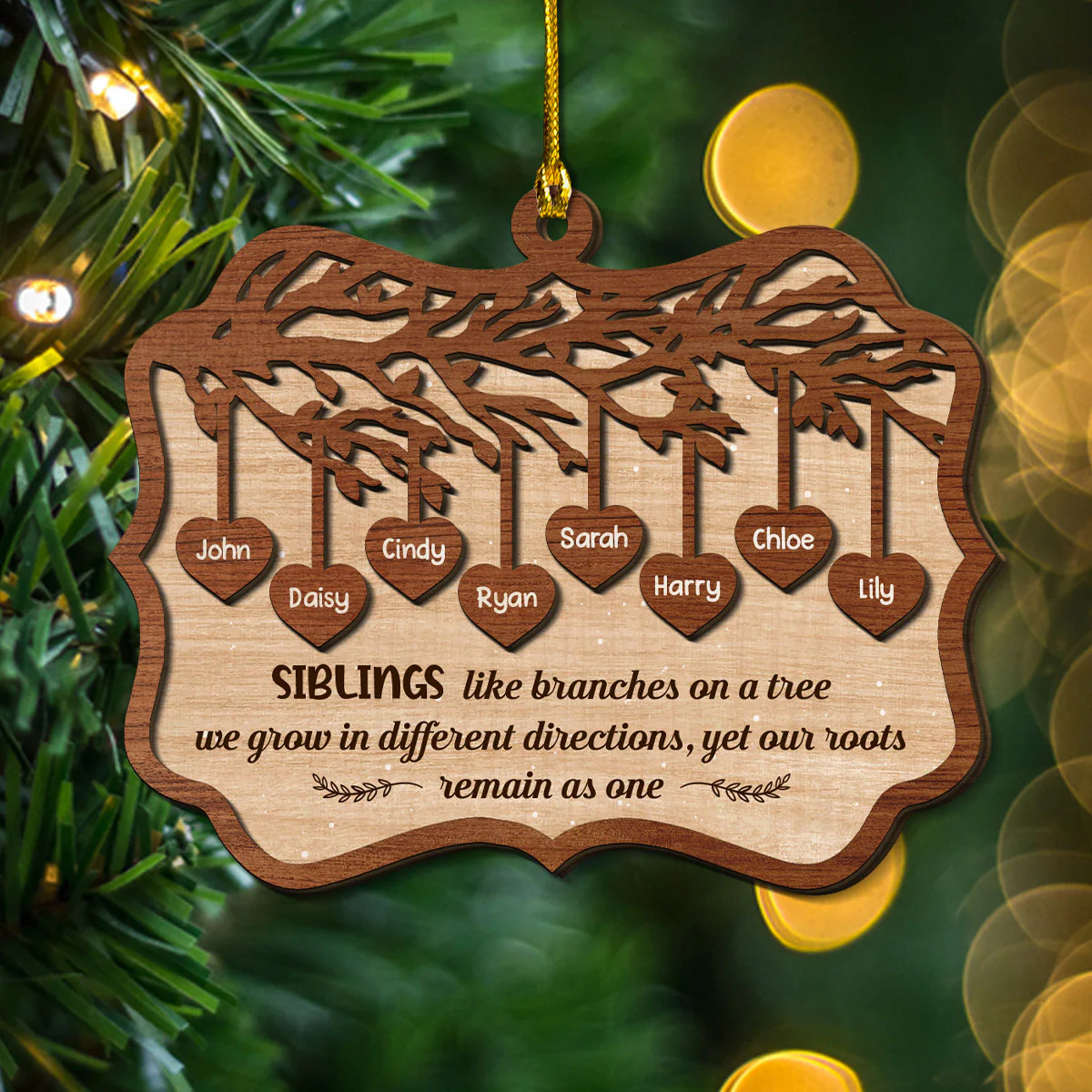 Sisters Like Branches On A Tree - Personalized Custom 2-Layered Wood Ornament - Image 4