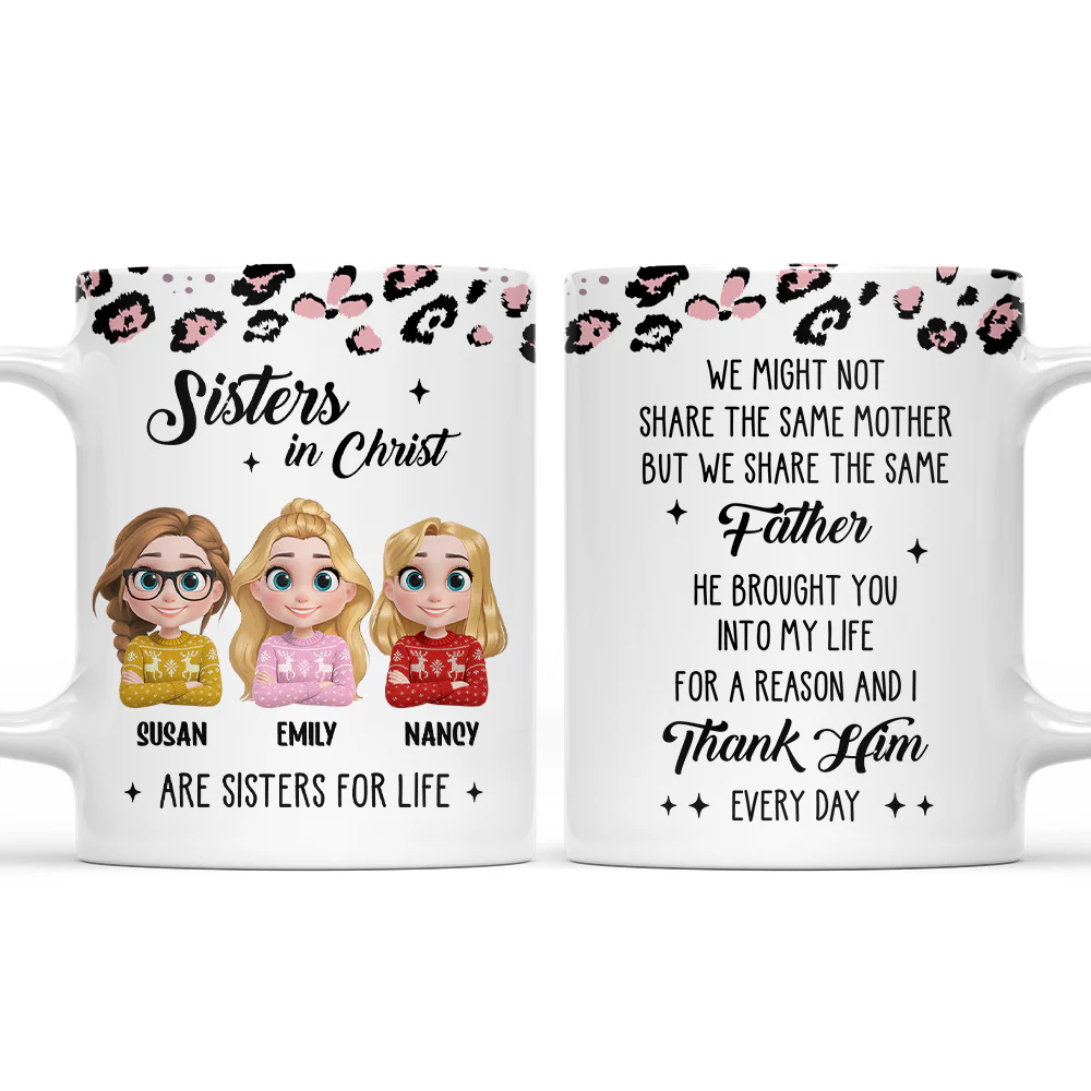 Sisters Linked By Heart - Personalized Custom Coffee Mug