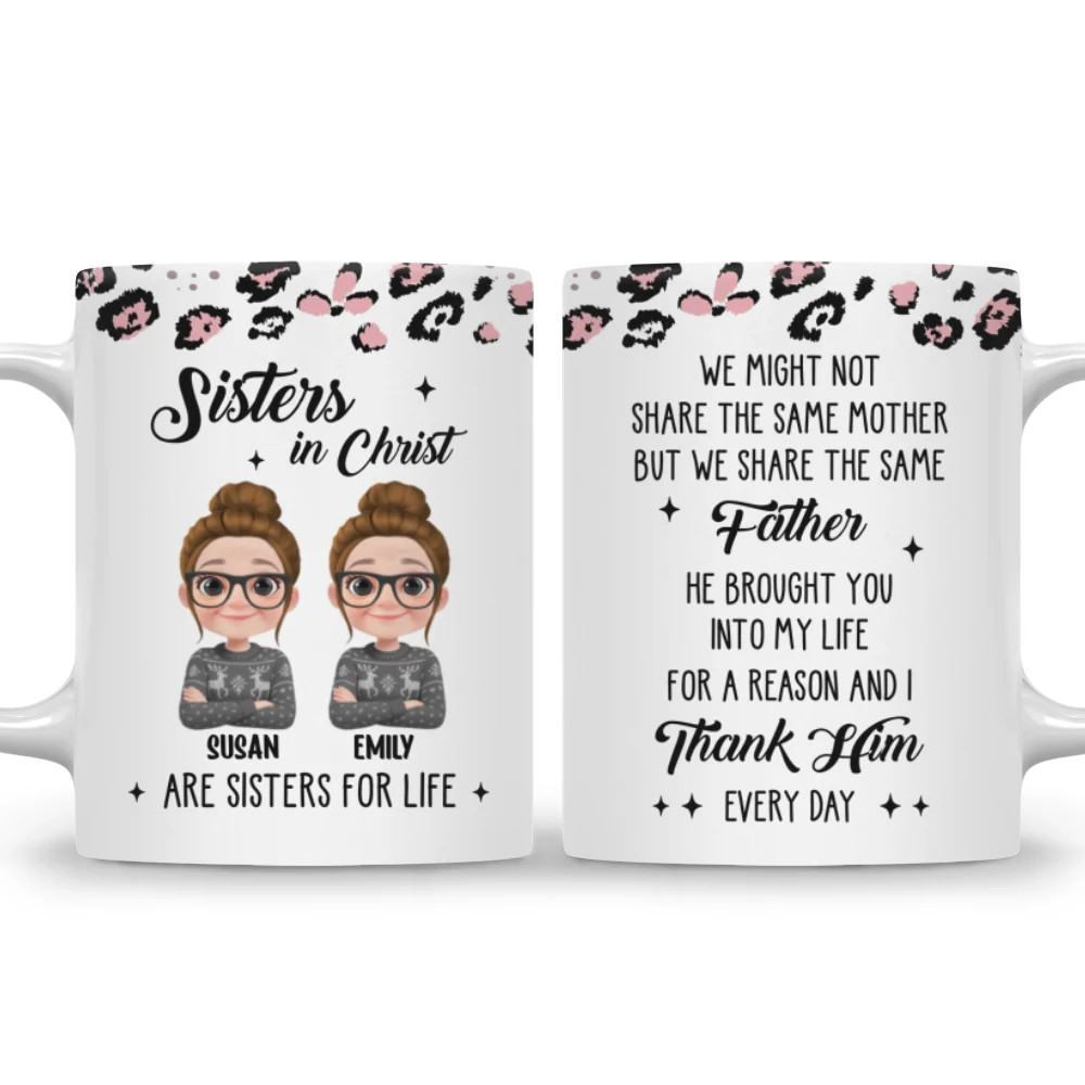 Sisters Linked By Heart - Personalized Custom Coffee Mug - Image 7