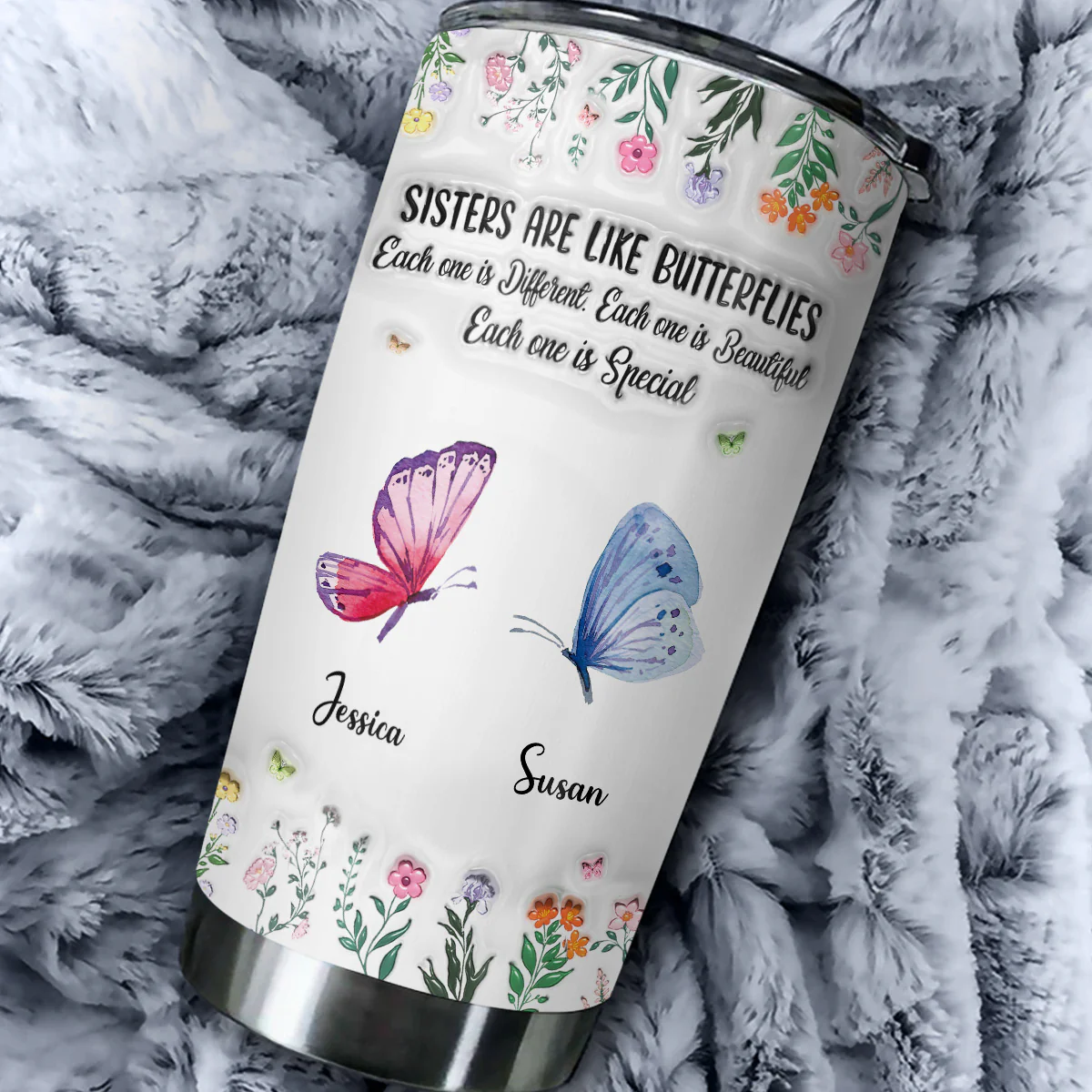 Sisters Make Life More Beautiful - Personalized Custom 3D Inflated Effect Tumbler - Image 3