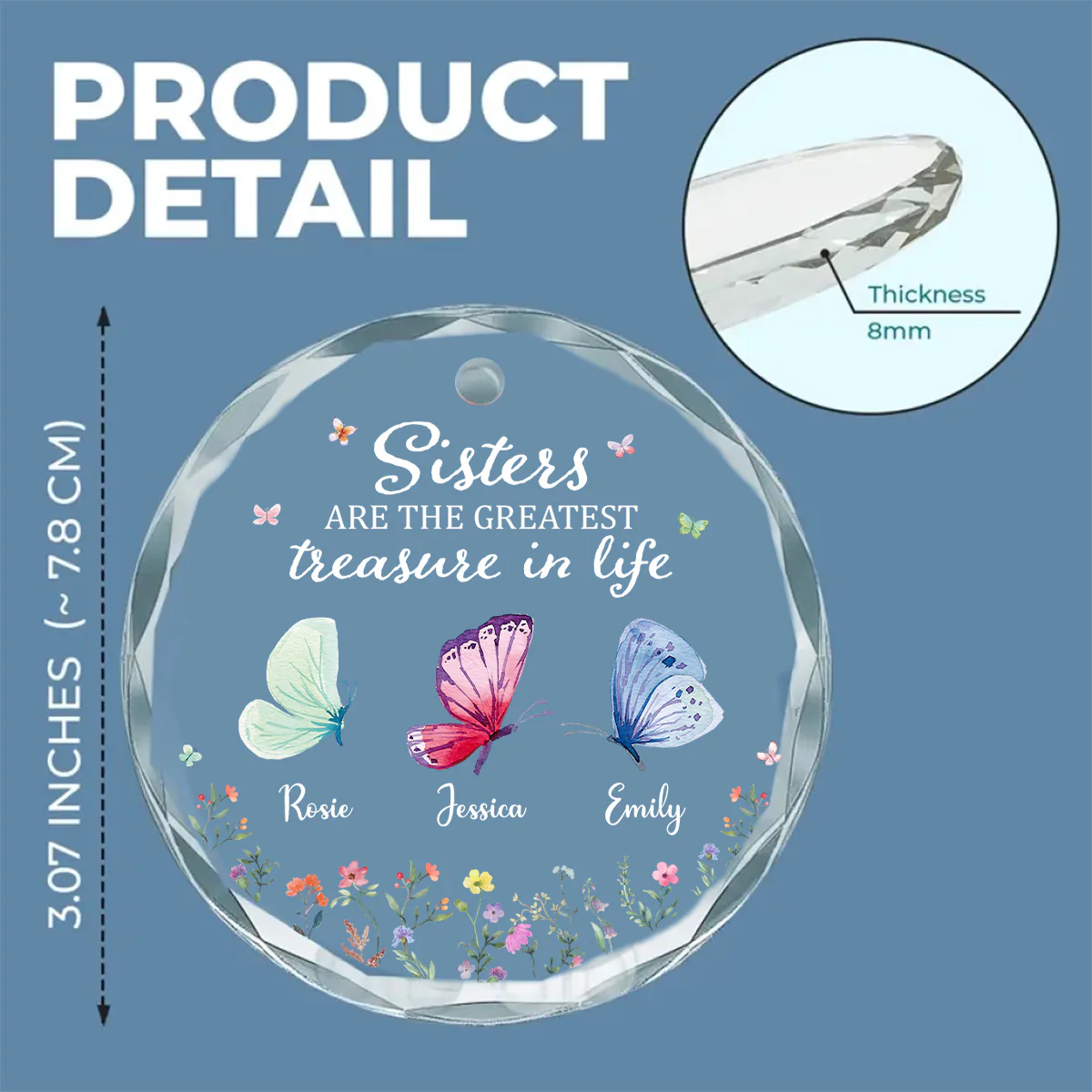Sisters Make Life More Beautiful - Personalized Custom Glass Ornament - Image 6