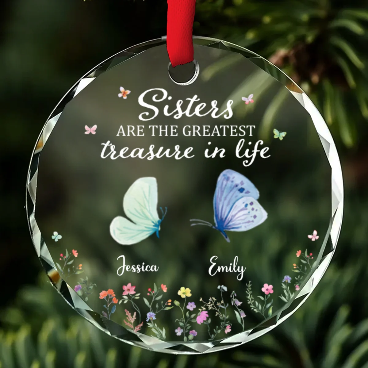 Sisters Make Life More Beautiful - Personalized Custom Glass Ornament - Image 7