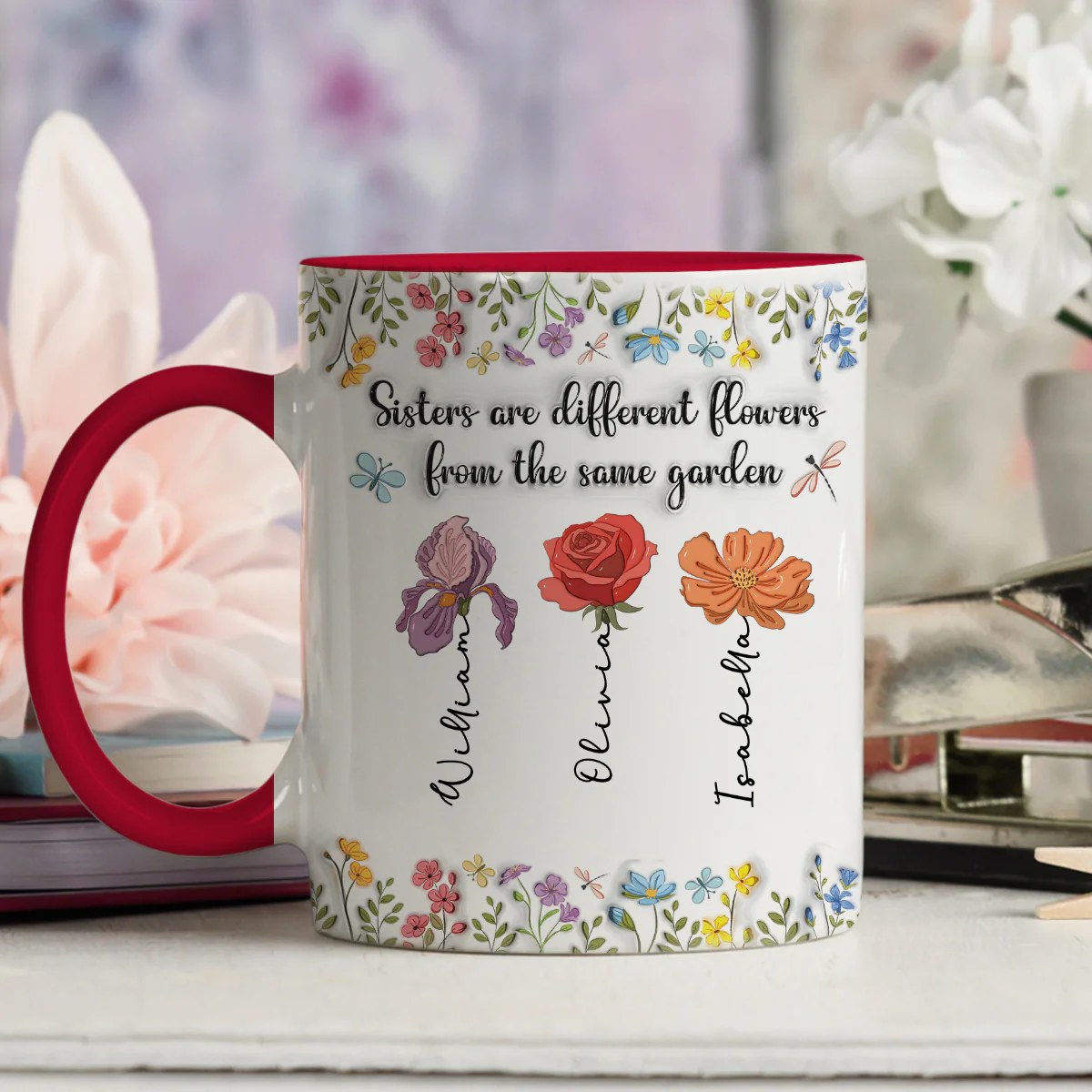 Sisters Make Life More Colorful - Personalized Custom 3D Inflated Effect Accent Mug - Image 3