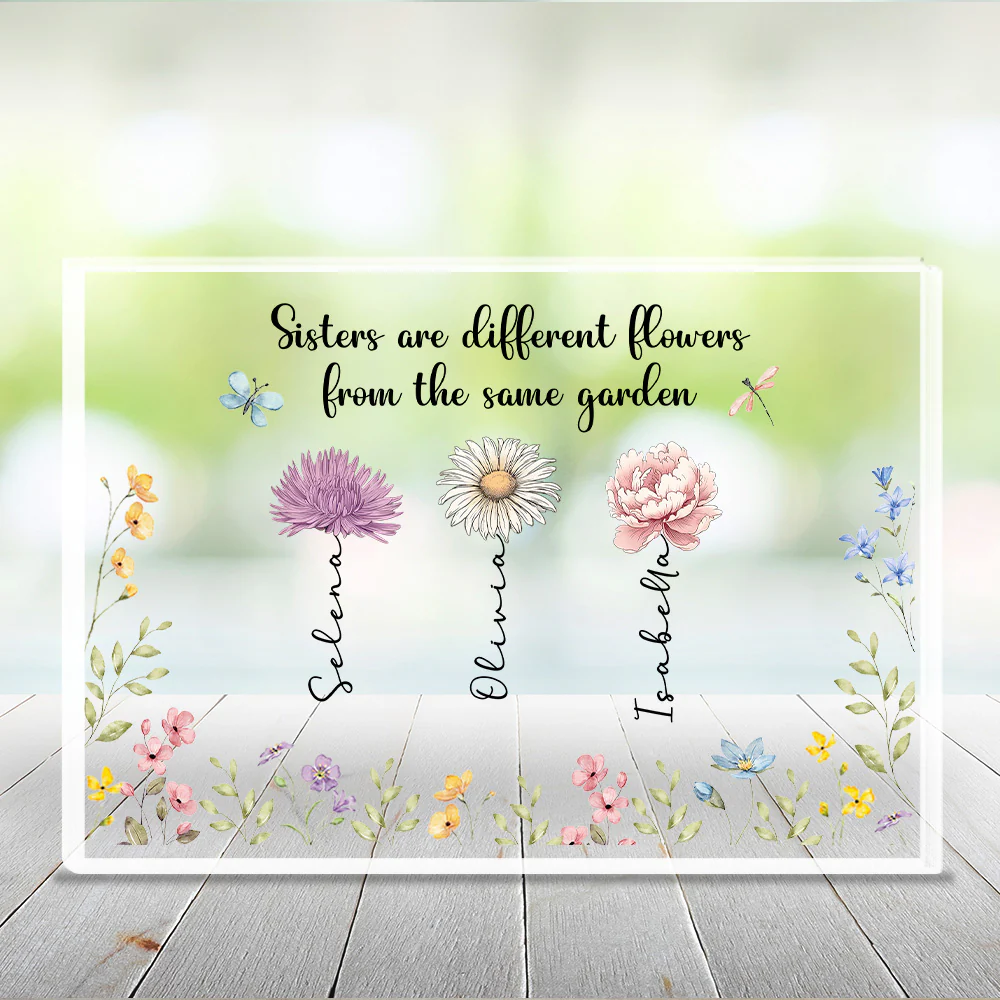 Sisters Make The World Beautiful  - Personalized Custom Acrylic Plaque - Image 3