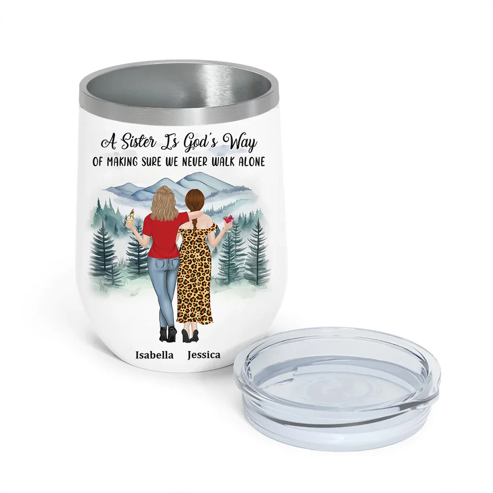 Sisters Never Walk Alone - Personalized Custom Wine Tumbler - Image 5