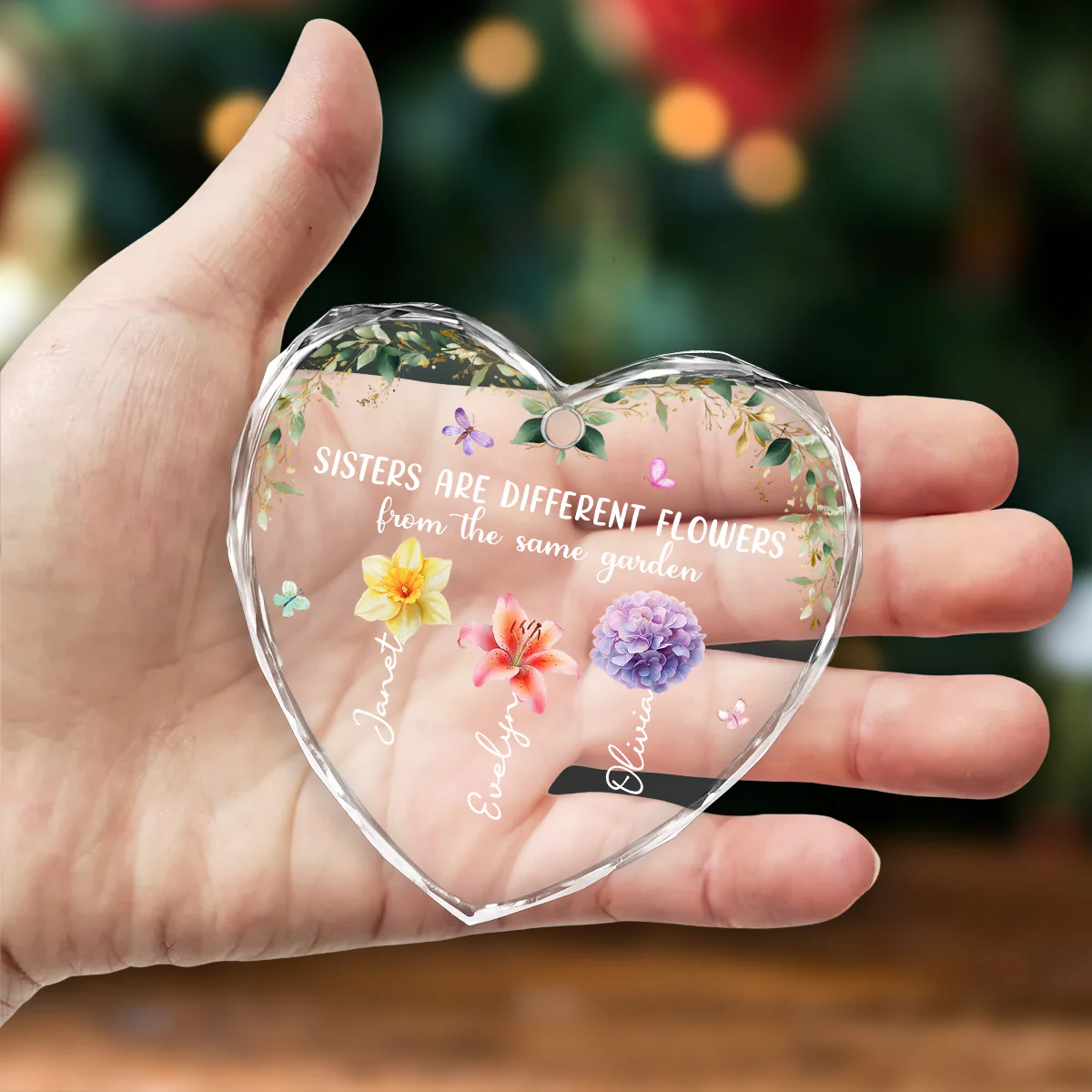 Sisters Rooted In One Garden - Personalized Custom Glass Ornament - Image 5