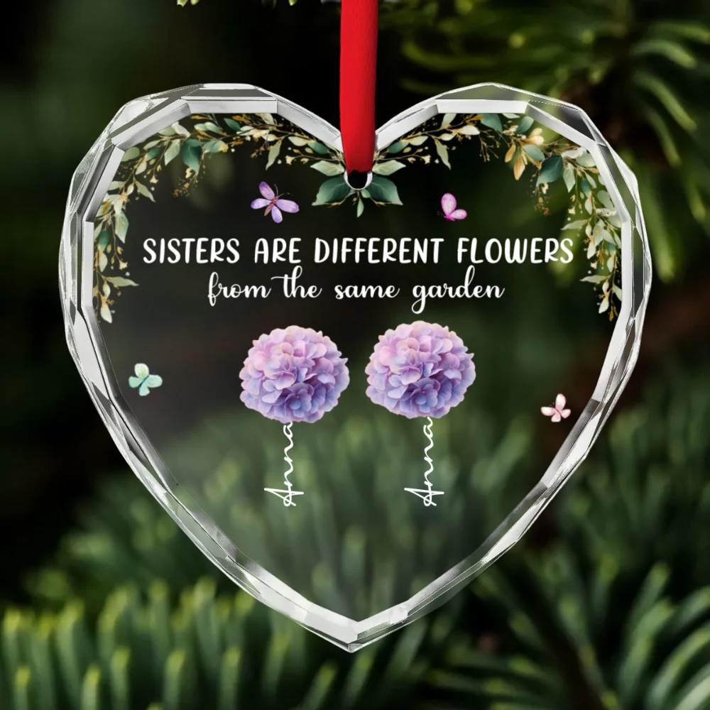 Sisters Rooted In One Garden - Personalized Custom Glass Ornament - Image 7