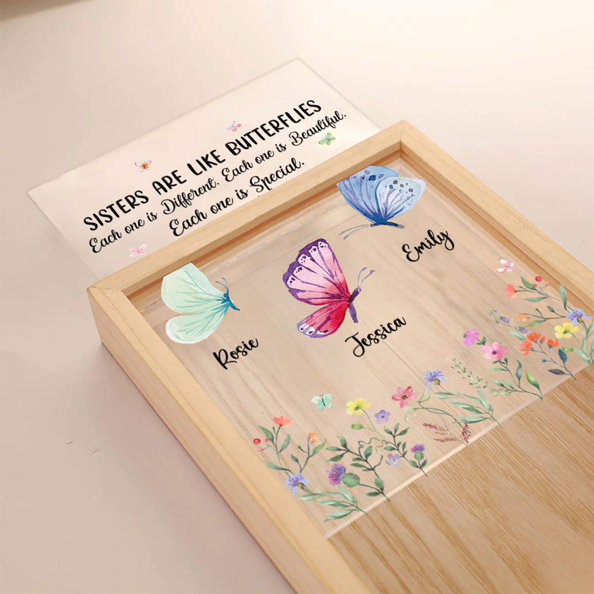 Sisters Shine Like Butterfly - Personalized Custom Frame Light Box - Image 3