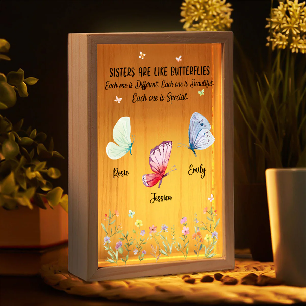 Sisters Shine Like Butterfly - Personalized Custom Frame Light Box - Image 4