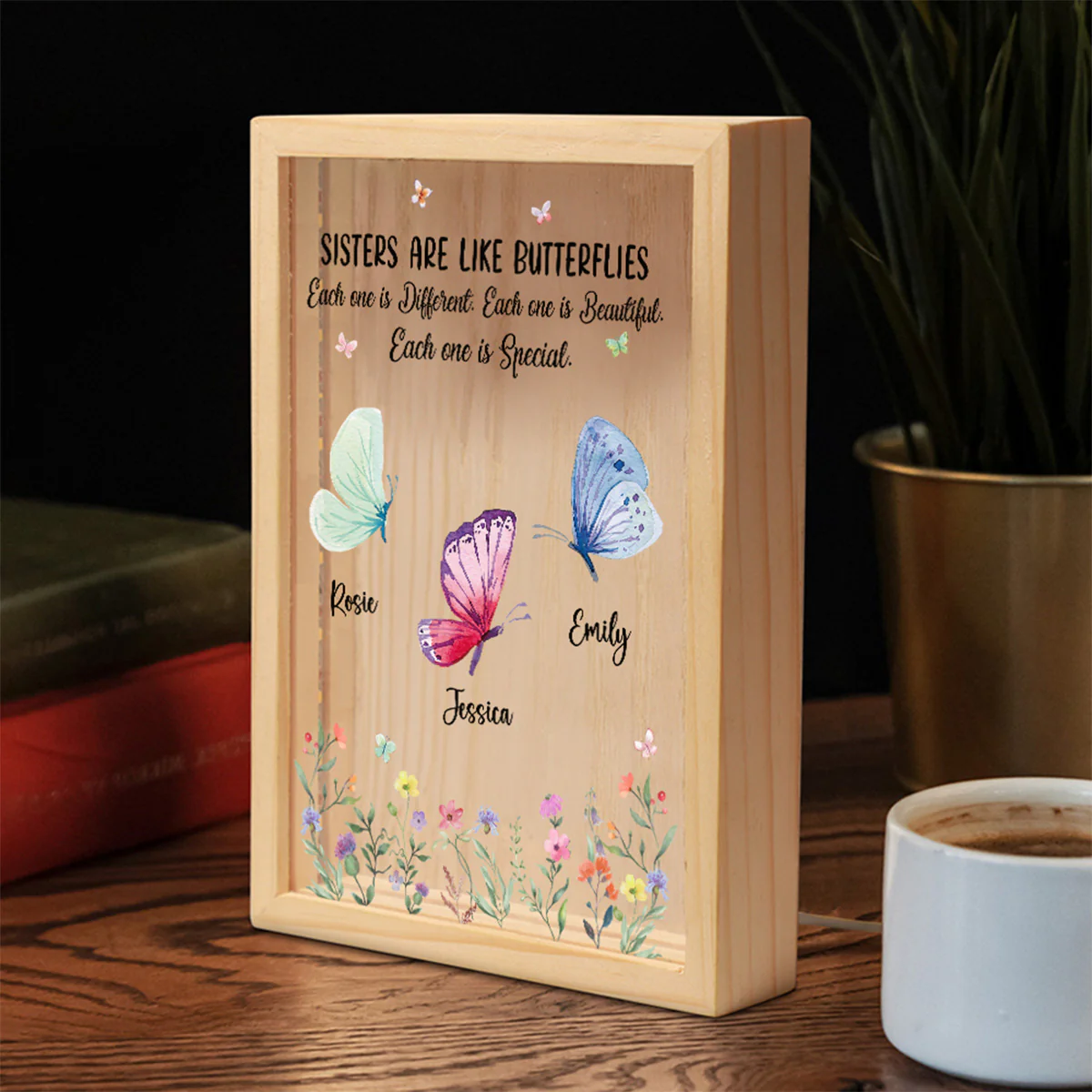 Sisters Shine Like Butterfly - Personalized Custom Frame Light Box - Image 5