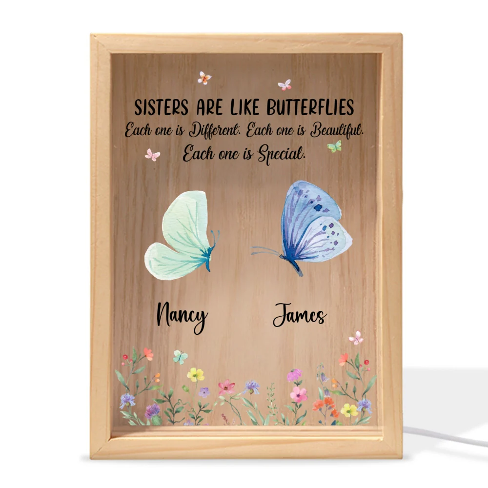 Sisters Shine Like Butterfly - Personalized Custom Frame Light Box - Image 7