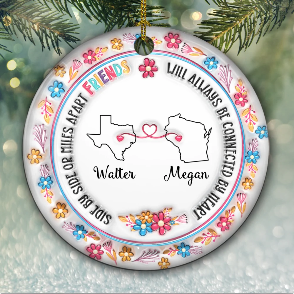 Sisters Will Always Be Connected By Heart - Personalized Custom 3D Inflated Effect Ceramic Ornament - Image 6