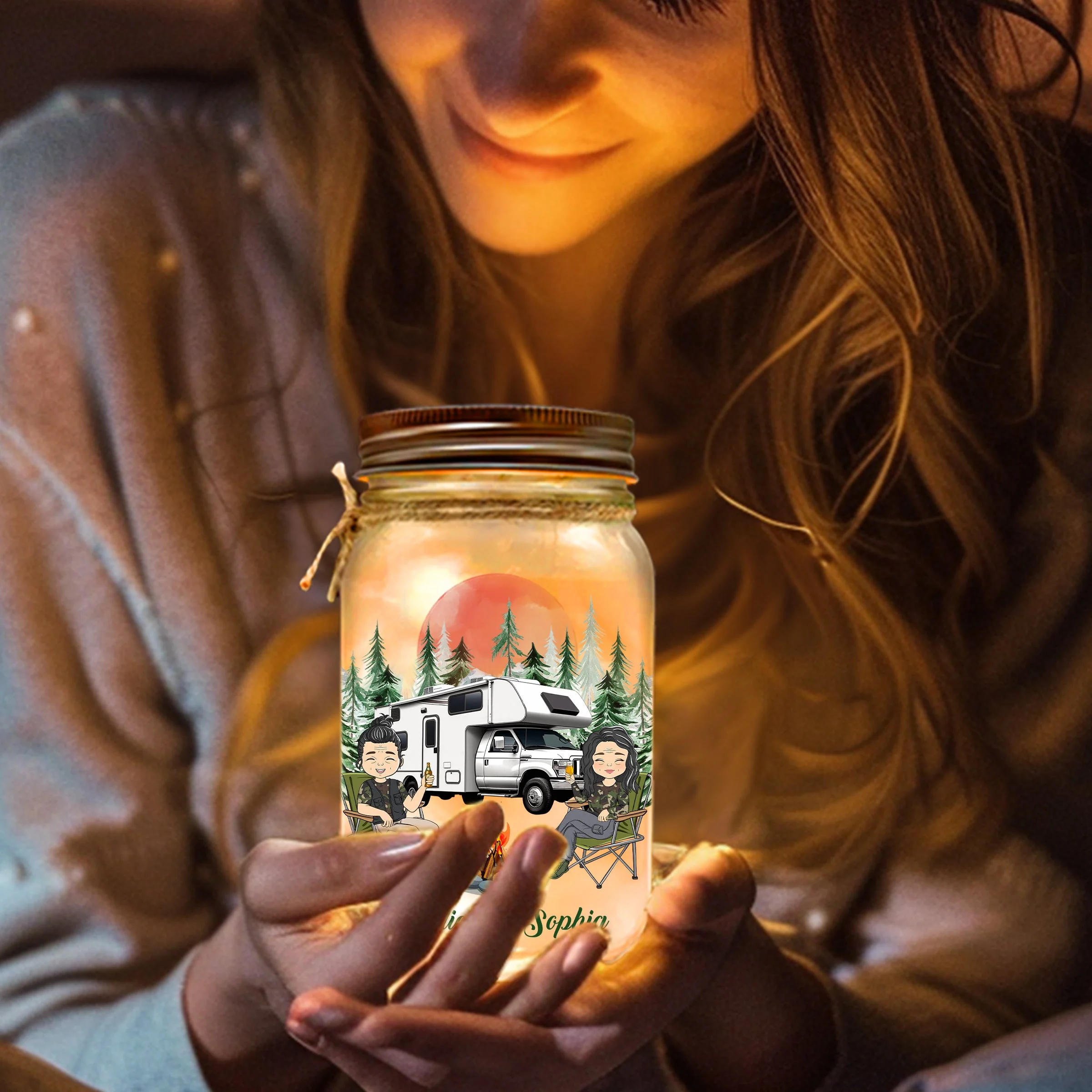 Sit By The Campfire - Personalized Custom Mason Jar Light - Image 3
