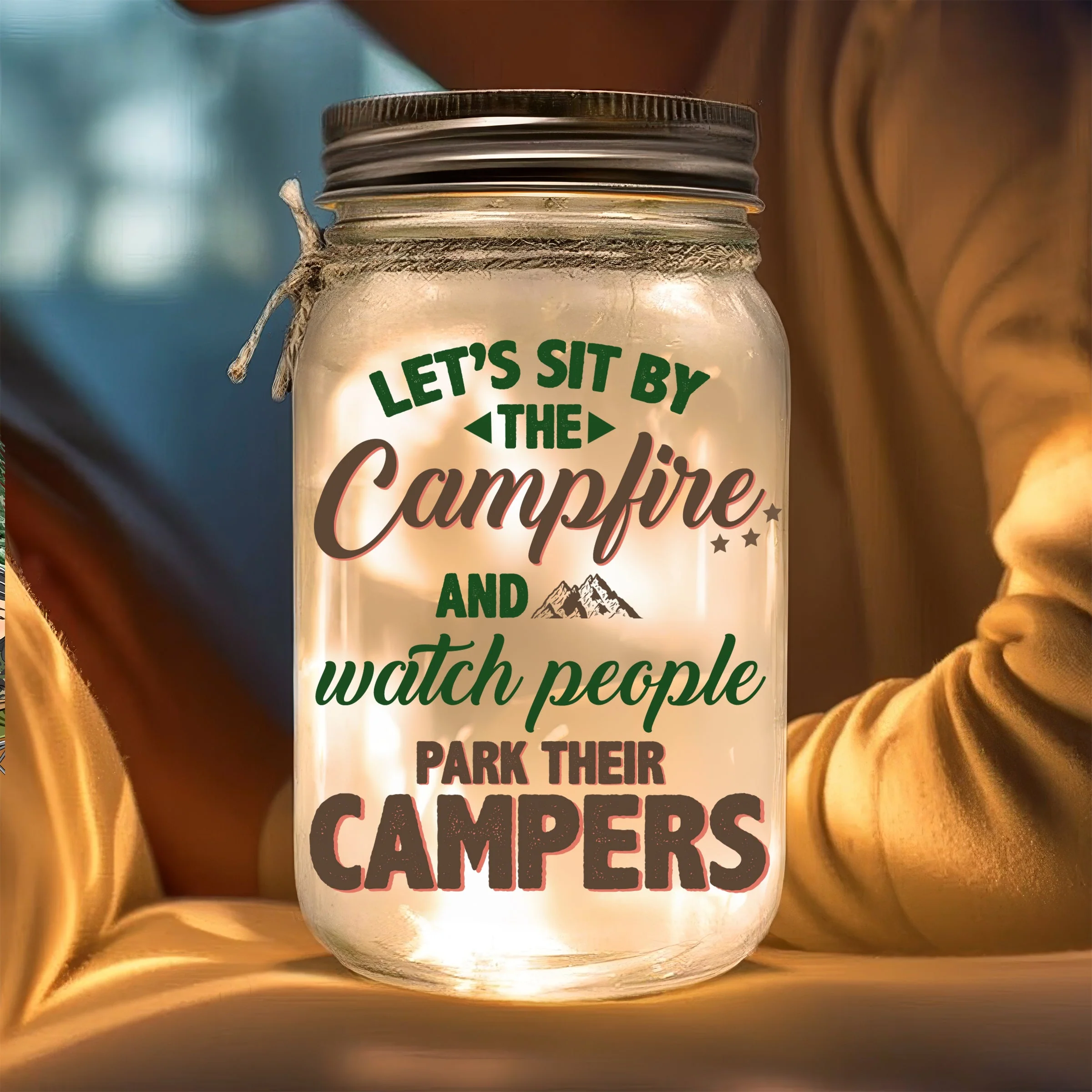 Sit By The Campfire - Personalized Custom Mason Jar Light - Image 4