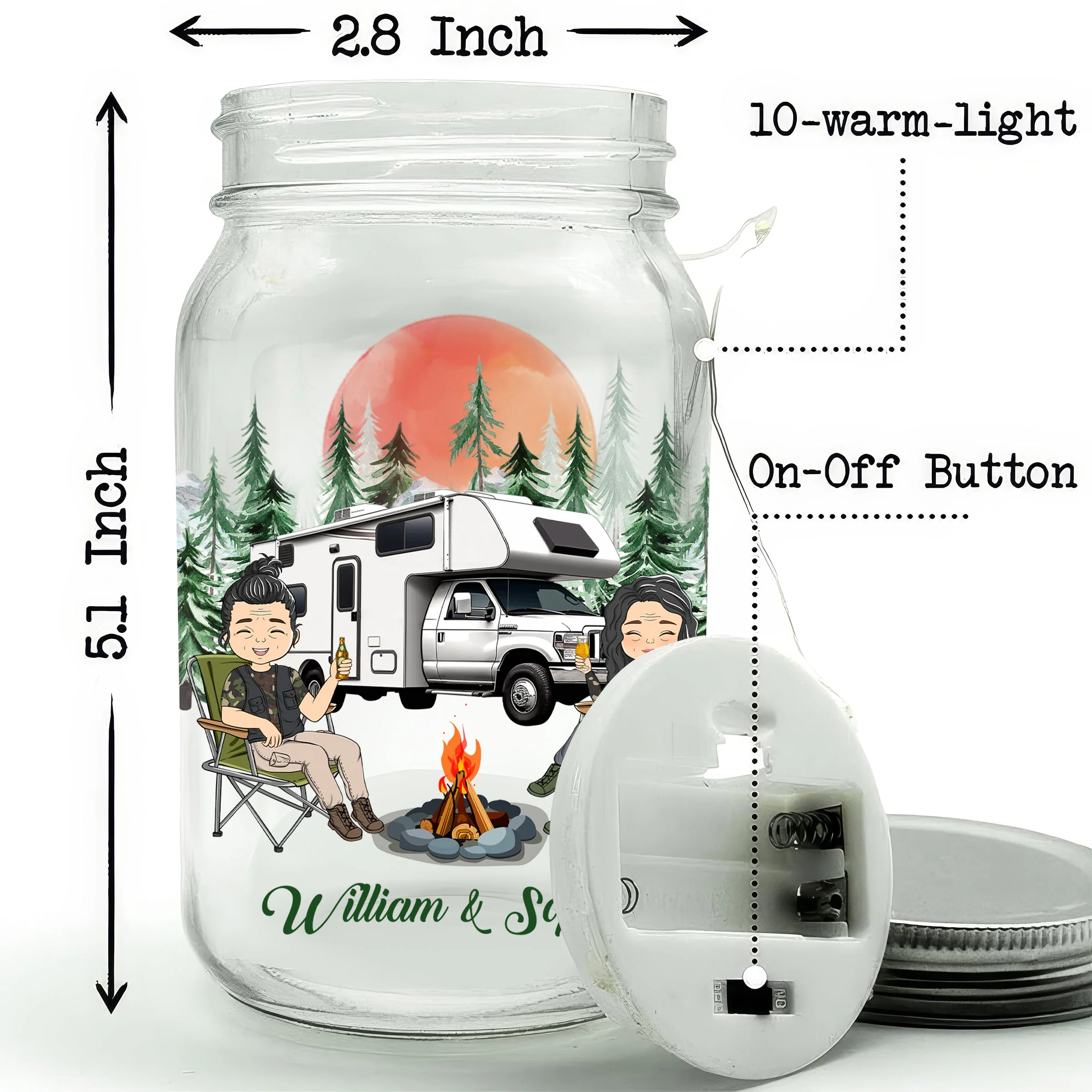 Sit By The Campfire - Personalized Custom Mason Jar Light - Image 5