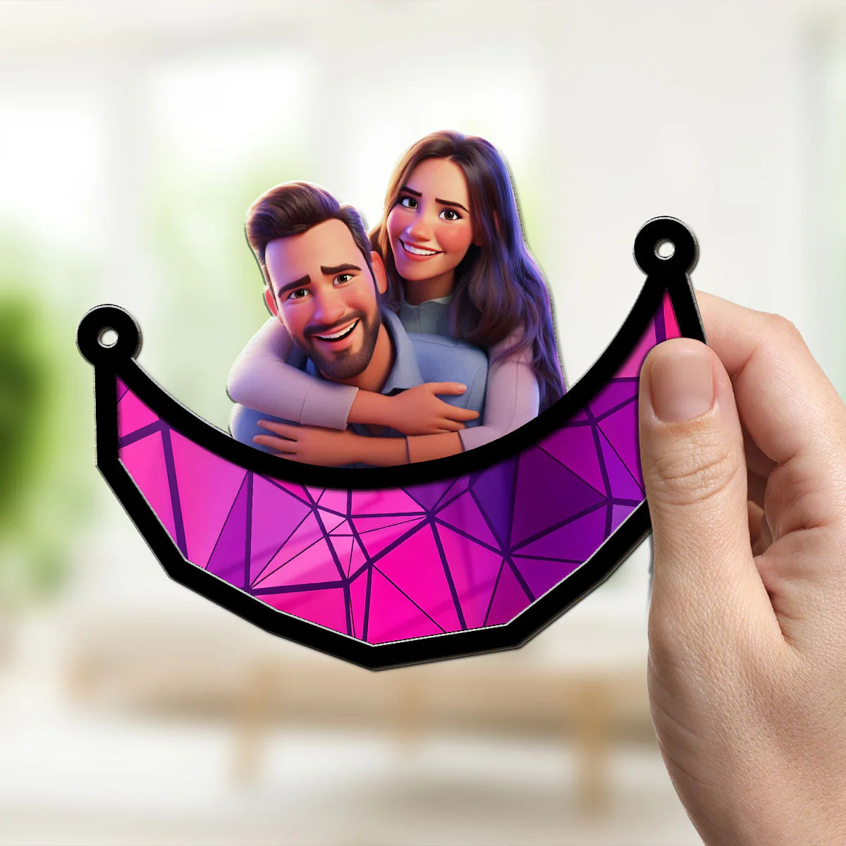 Sitting On The Moon With You - Personalized Custom Suncatcher - Image 3