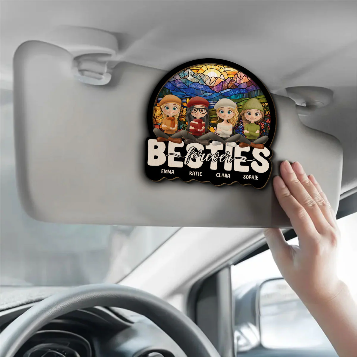 Sitting Together Autumn - Personalized Custom Car Visor Clip - Image 3