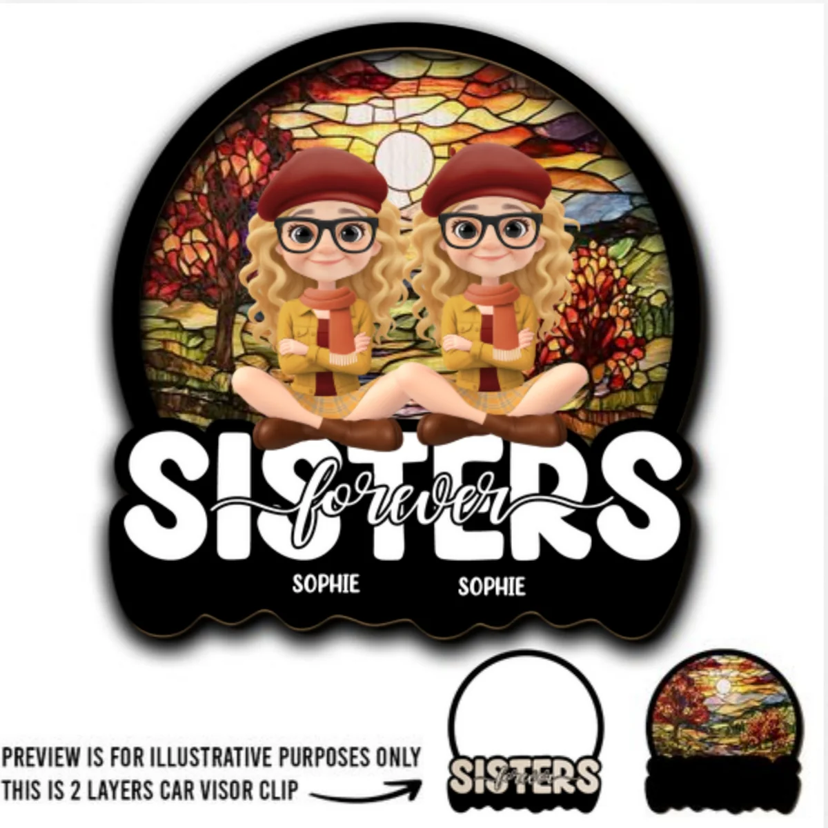 Sitting Together Autumn - Personalized Custom Car Visor Clip - Image 5
