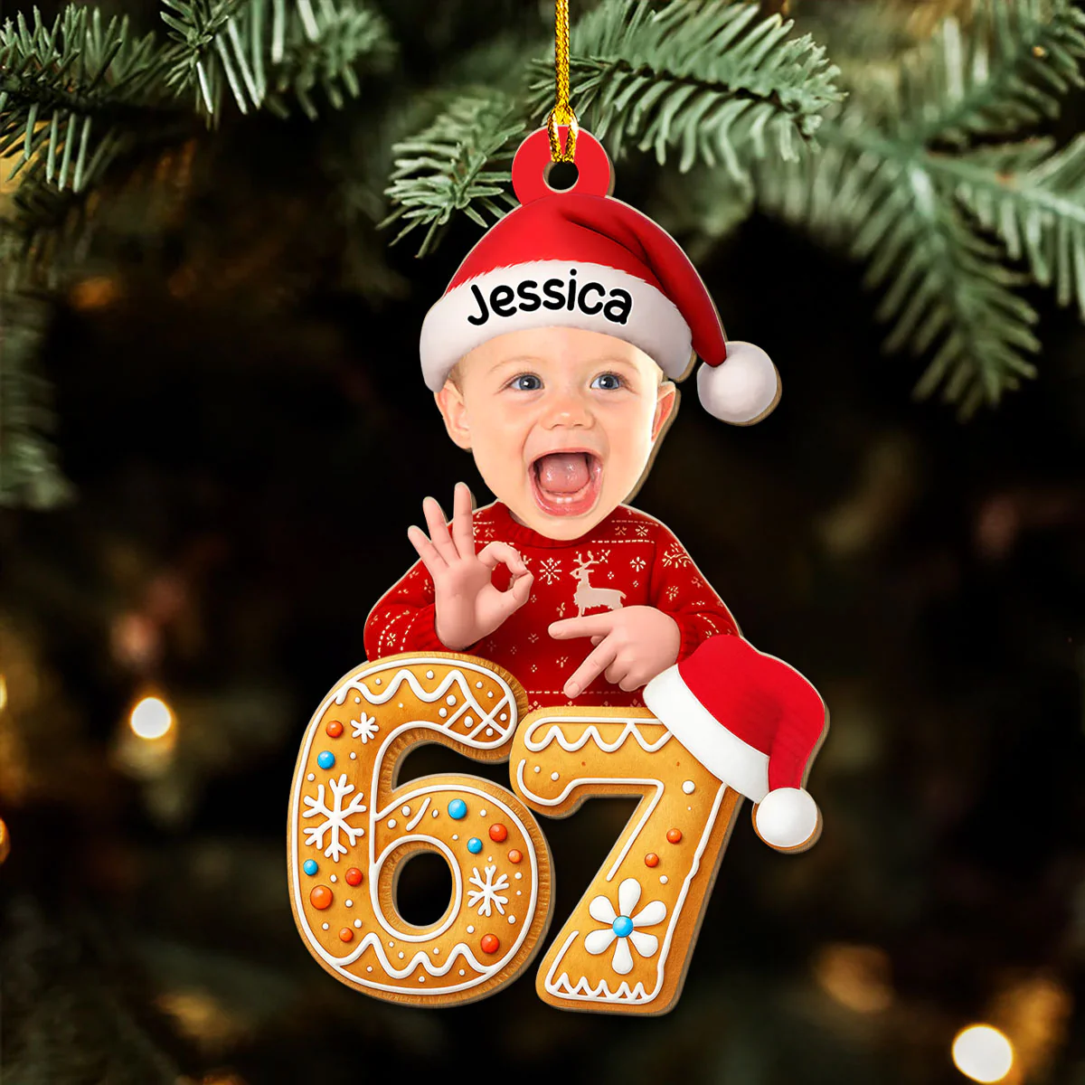 Sixty Seven Is That It - Personalized Custom 3D Effect Wood Ornament - Image 3