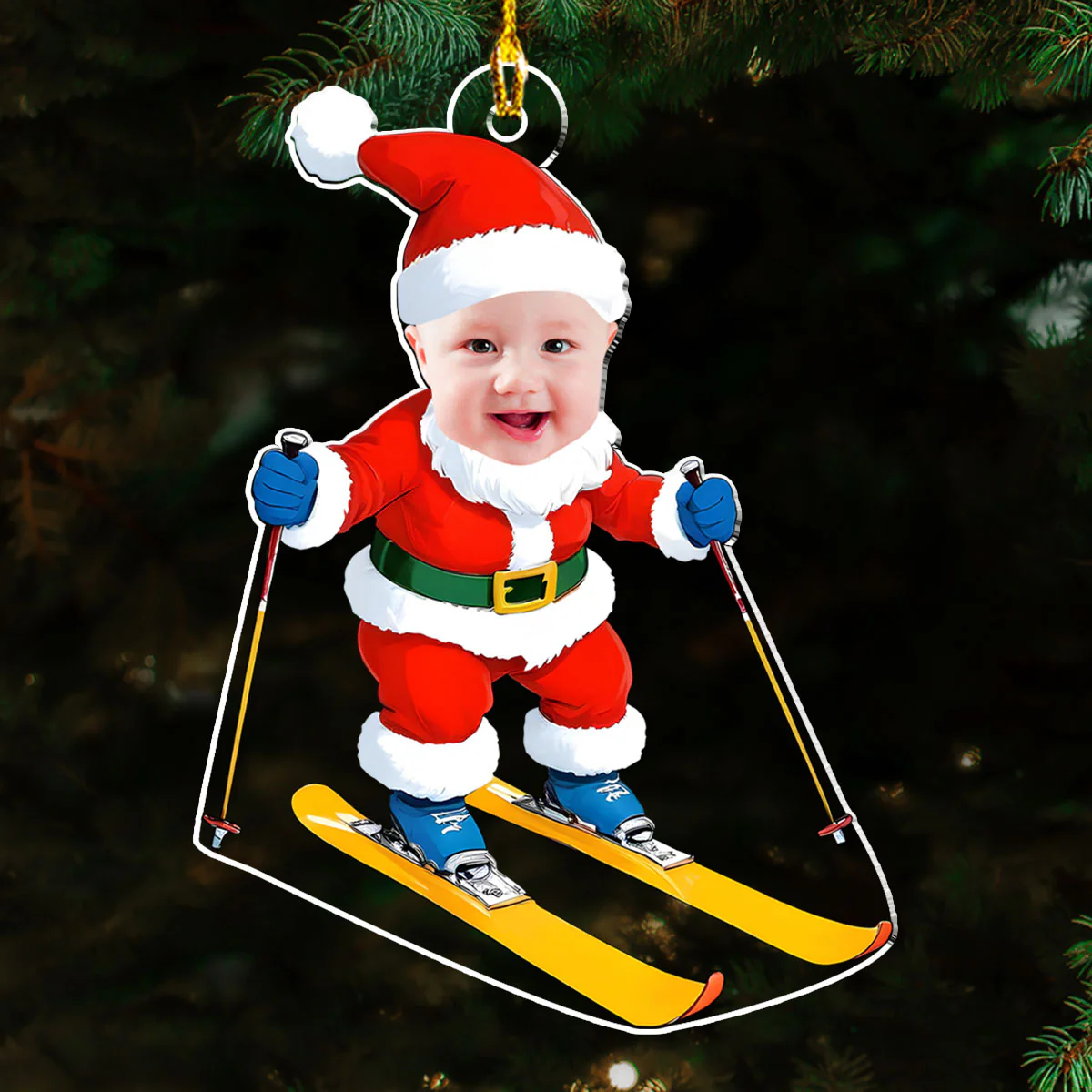 Skiing Christmas - Personalized Custom Acrylic Ornament - Image 2