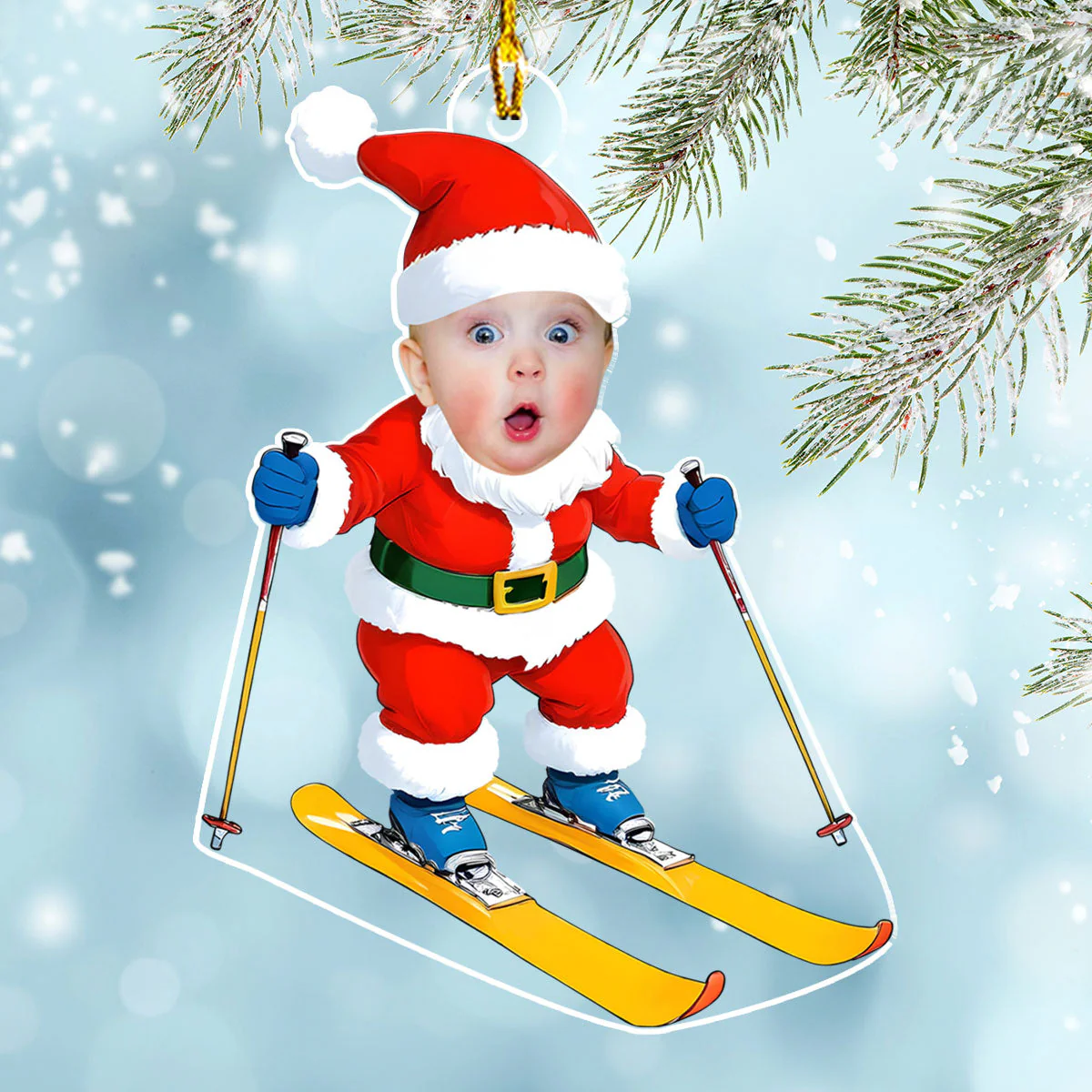 Skiing Christmas - Personalized Custom Acrylic Ornament - Image 4