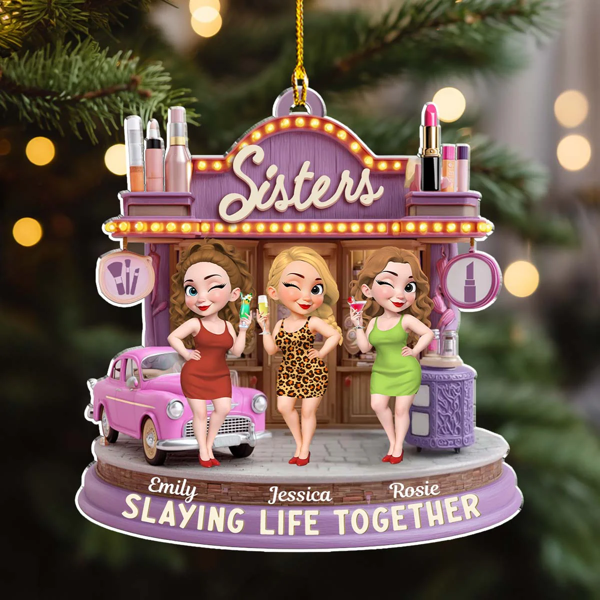 Slaying Life Together - Personalized Custom Acrylic Ornament - Image 2