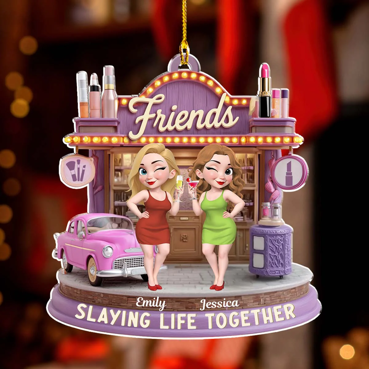Slaying Life Together - Personalized Custom Acrylic Ornament - Image 4