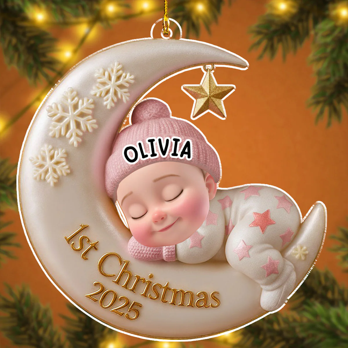 Sleep Baby Custom Face - Personalized Custom Acrylic Ornament - Image 6