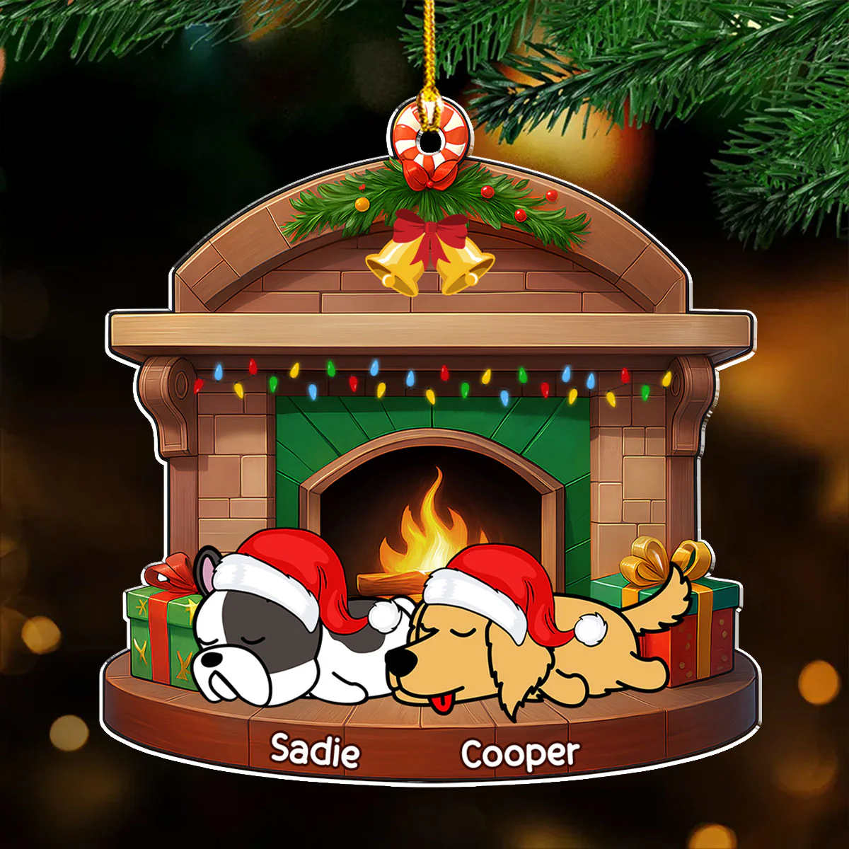 Sleeping Dog Christmas - Personalized Custom Acrylic Ornament - Image 3
