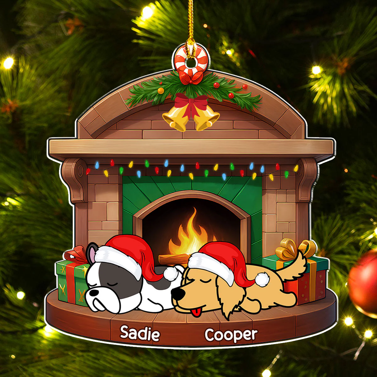 Sleeping Dog Christmas - Personalized Custom Acrylic Ornament - Image 5