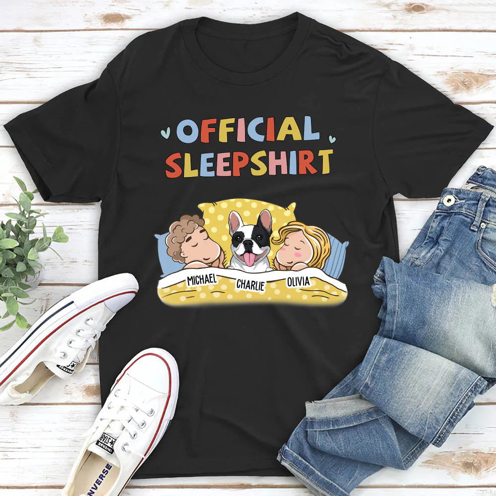Sleeping Pet Sleepshirt Couple - Personalized Custom Unisex T-shirt - Image 2