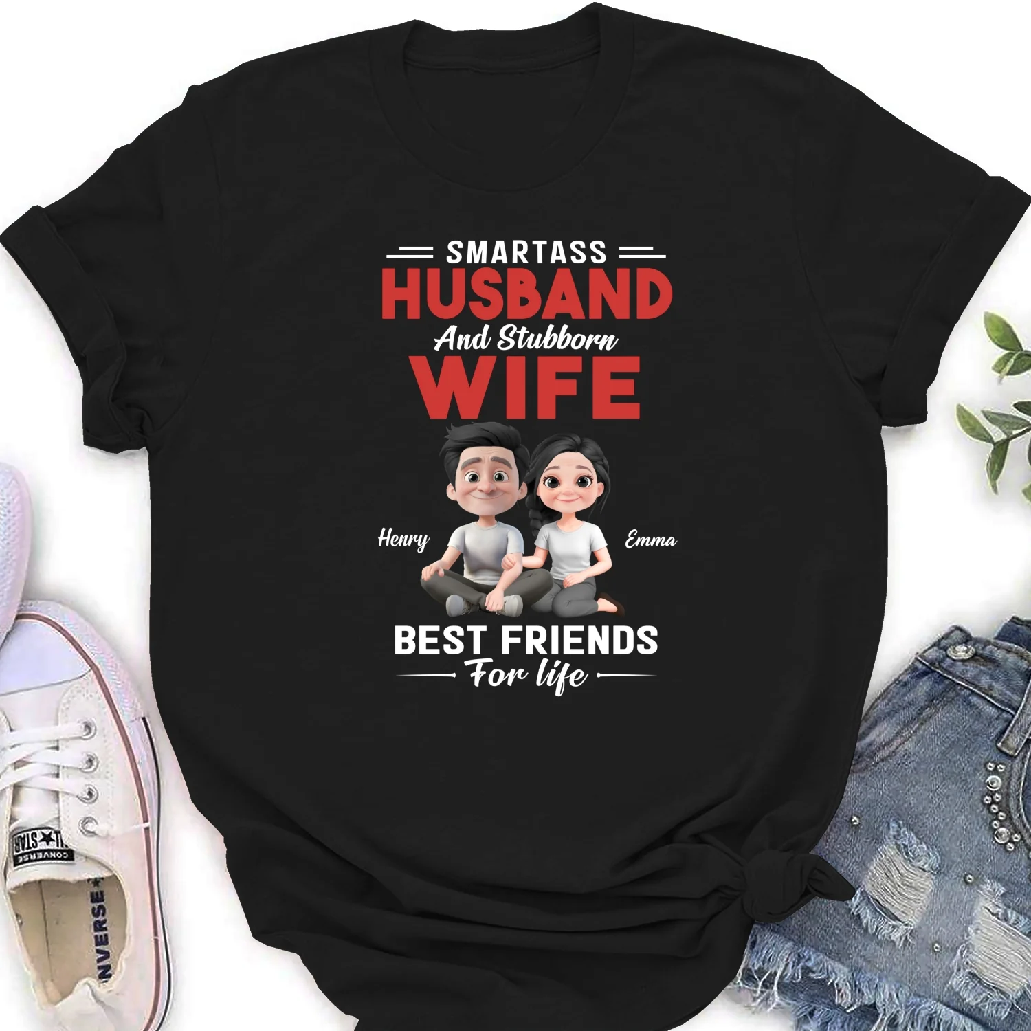 Smartass Husband And Stubborn Wife - Personalized Custom Shirt - Image 15